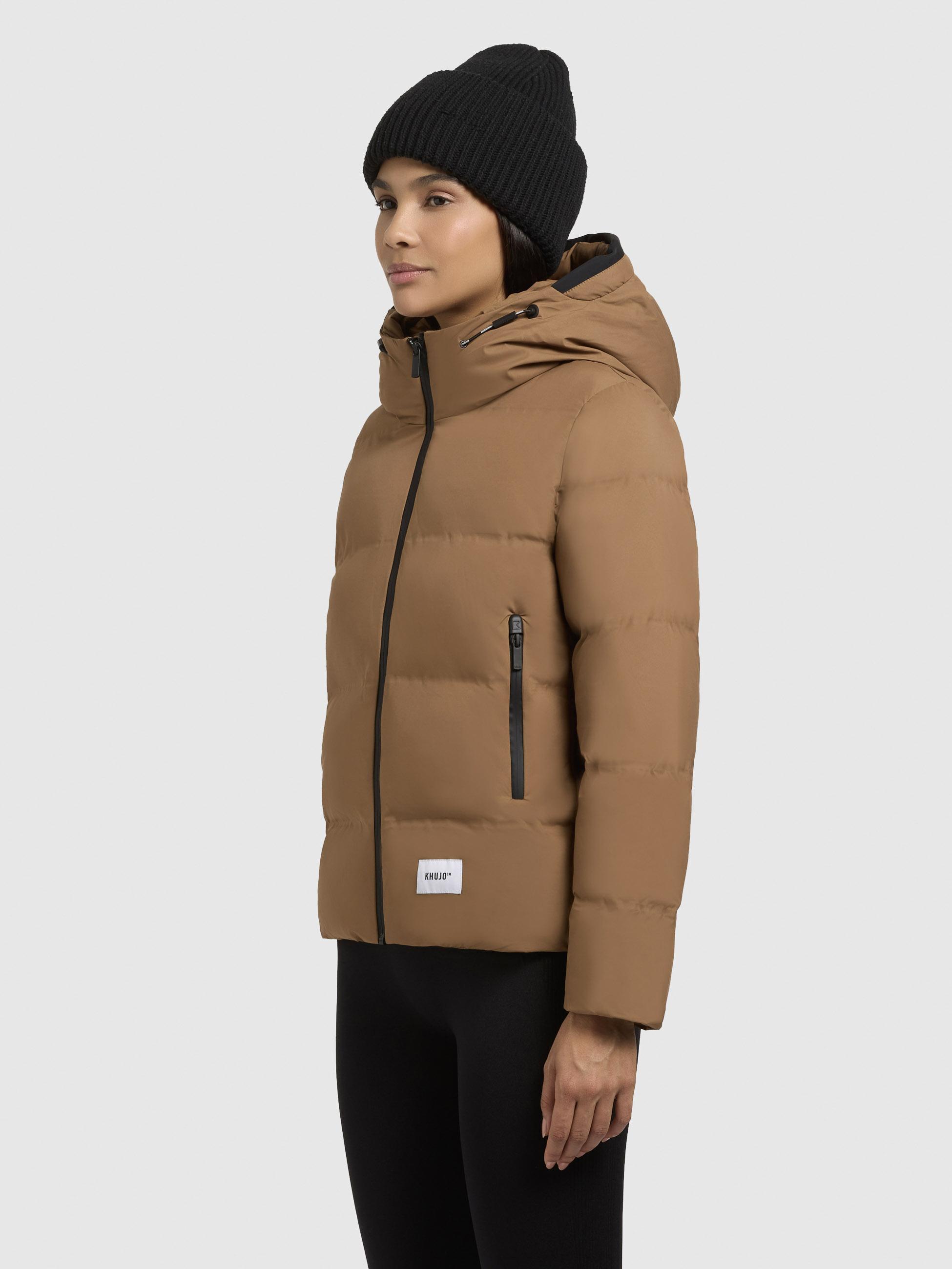 Winterjacke warme Steppjacke mit hohem Kragen und Kapuze "Liev-YM" Dark Beach Beige