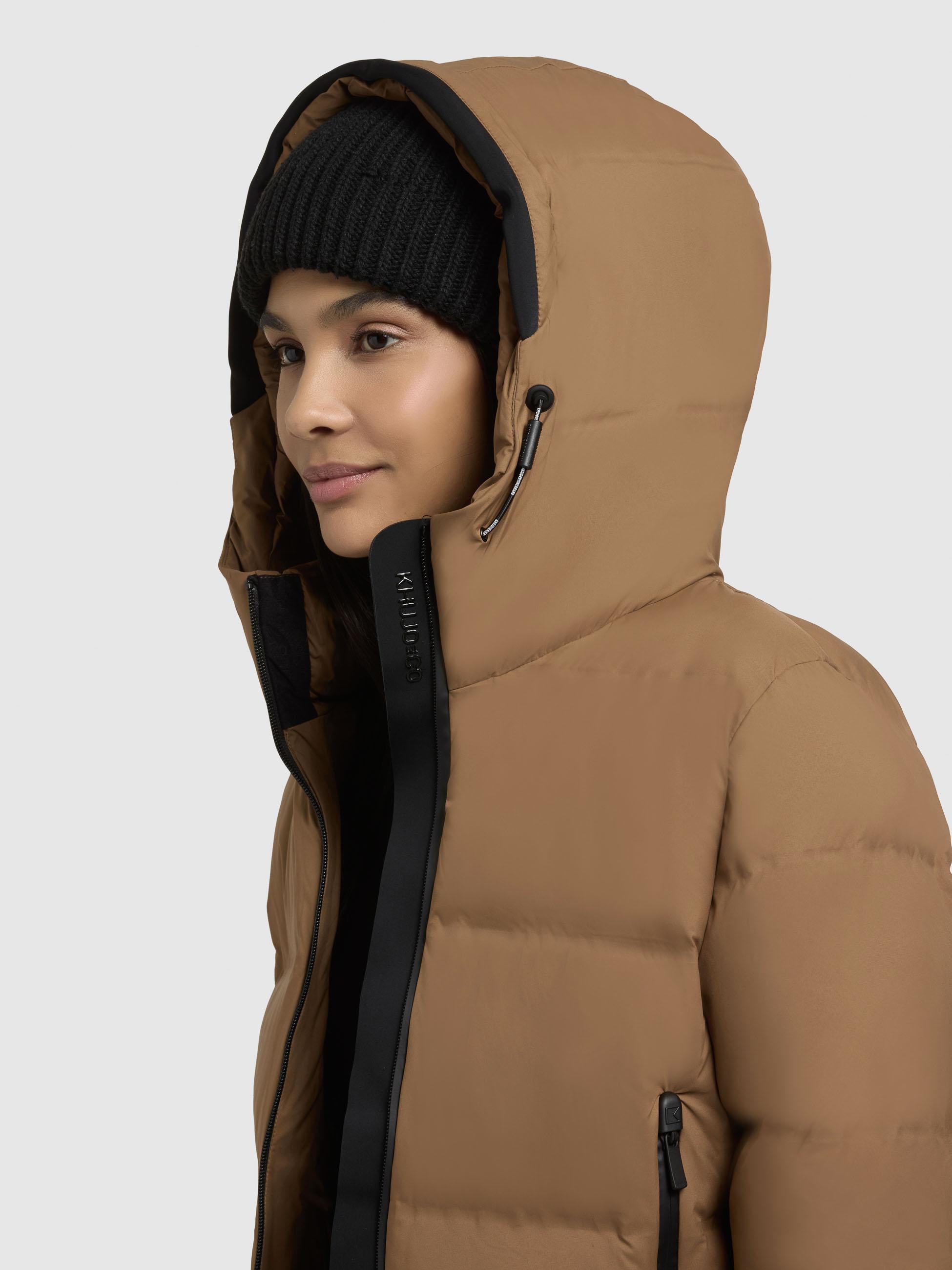 Winterjacke warme Steppjacke mit hohem Kragen und Kapuze "Liev-YM" Dark Beach Beige