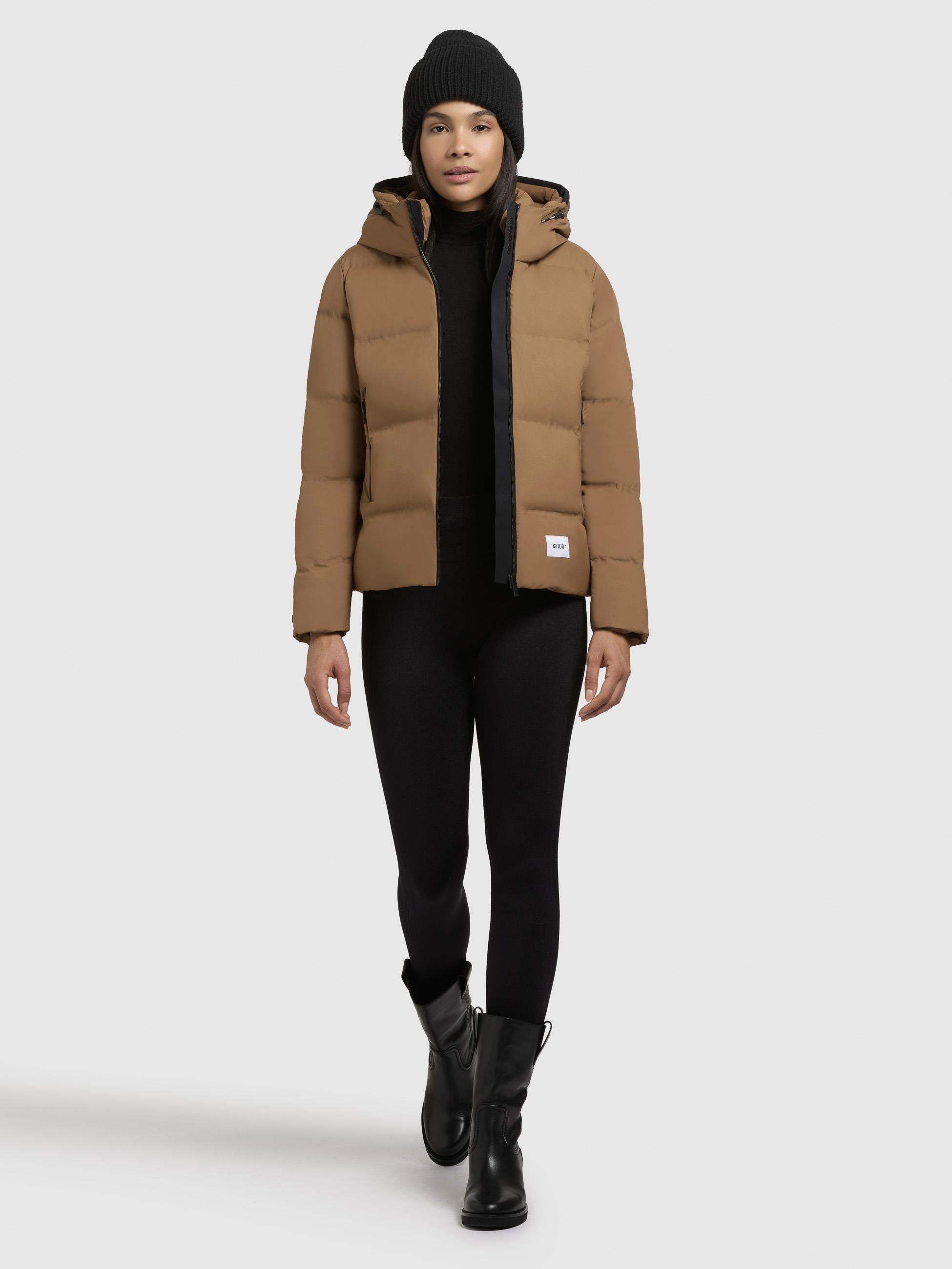 Winterjacke warme Steppjacke mit hohem Kragen und Kapuze "Liev-YM" Dark Beach Beige