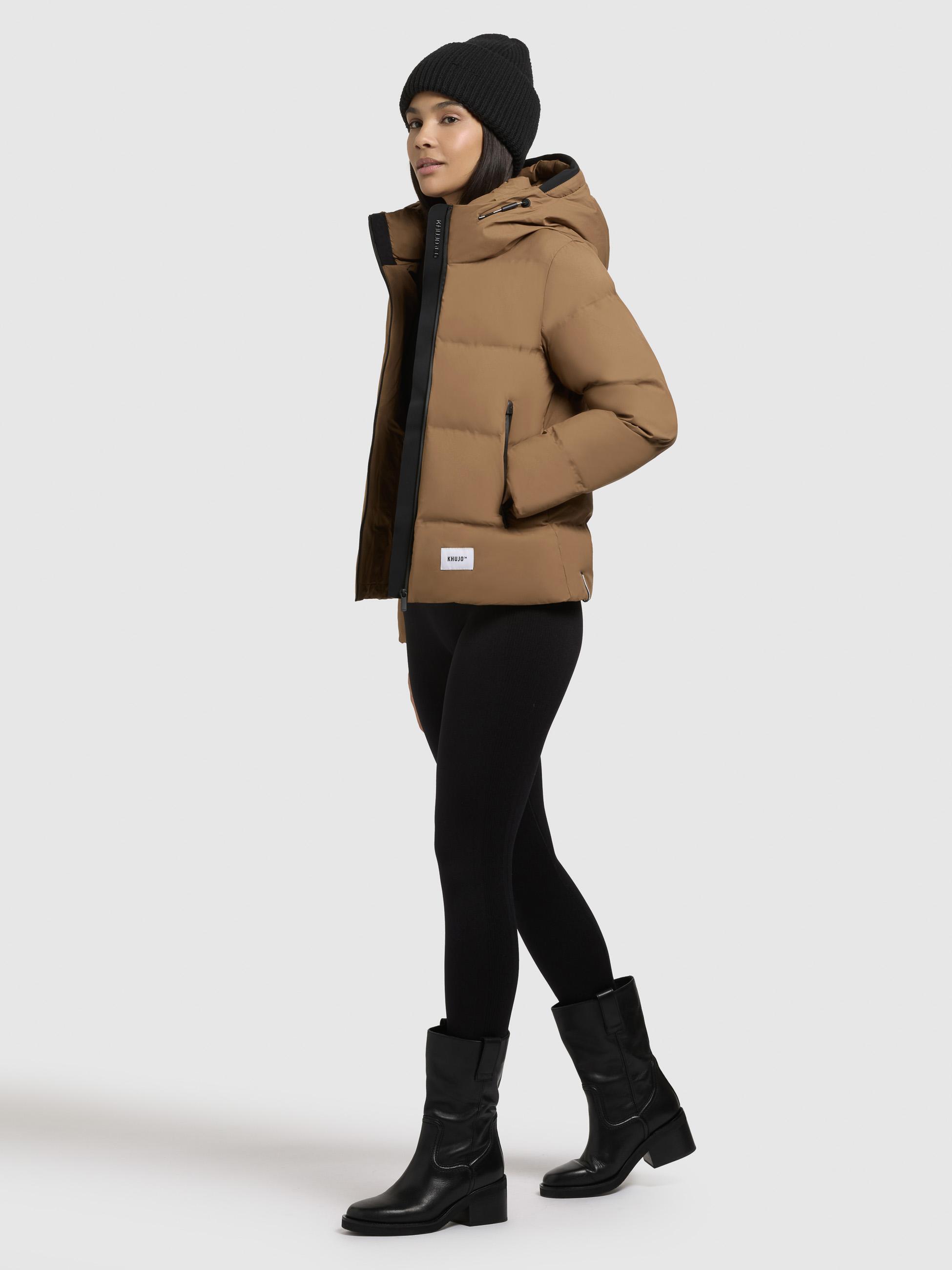 Winterjacke warme Steppjacke mit hohem Kragen und Kapuze "Liev-YM" Dark Beach Beige