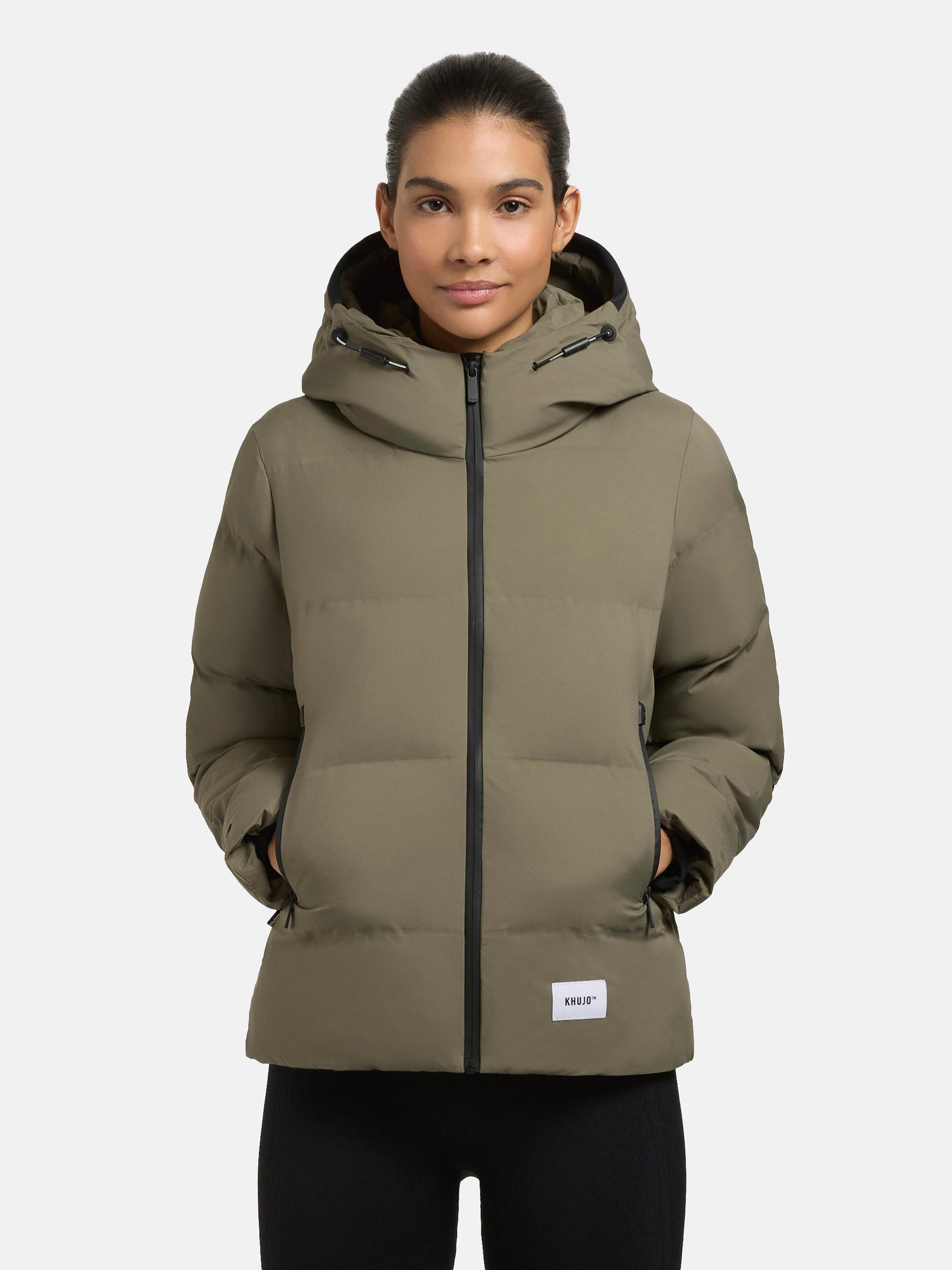 Winterjacke warme Steppjacke mit hohem Kragen und Kapuze "Liev-YM" Light Moss Green