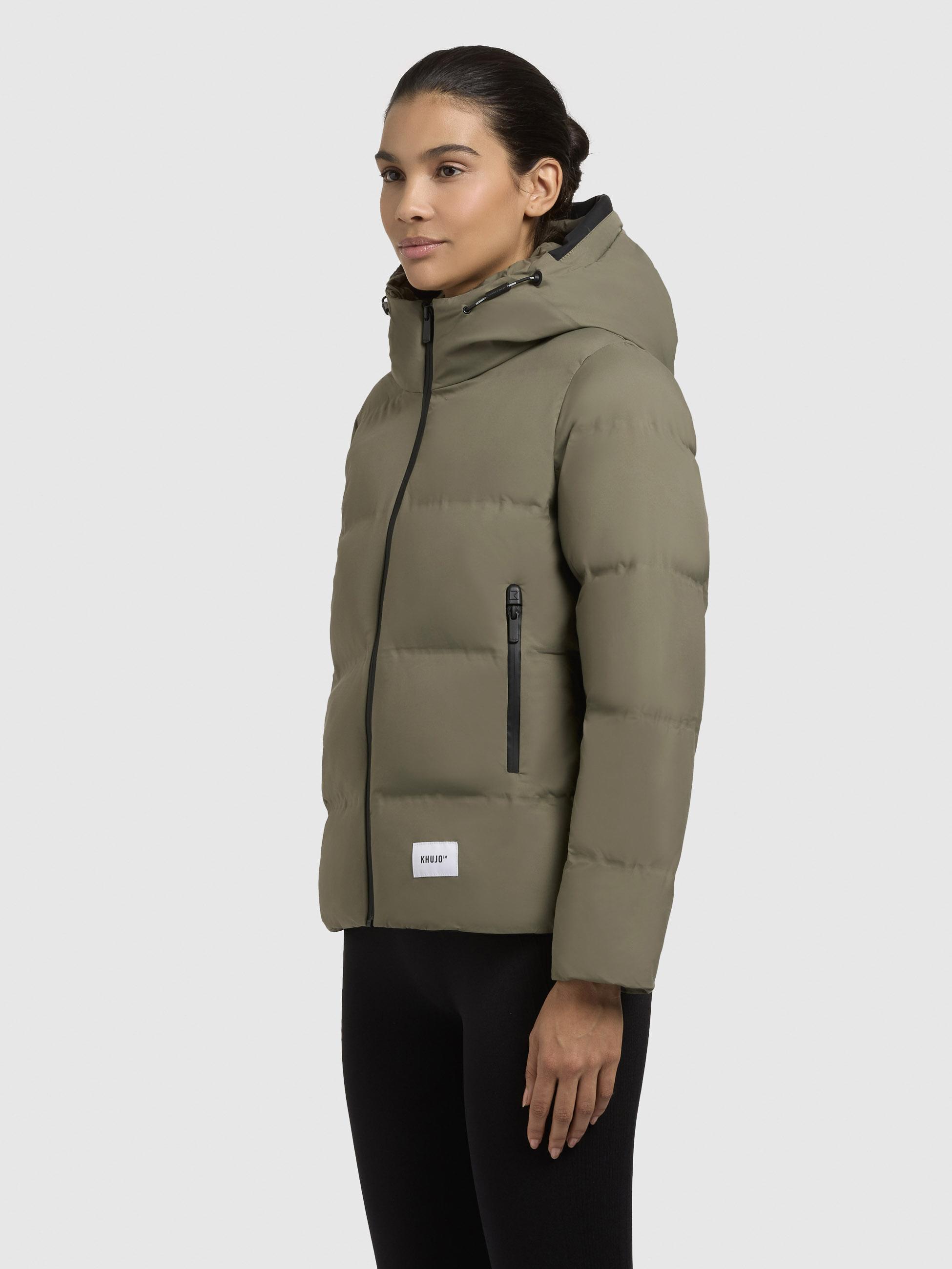 Winterjacke warme Steppjacke mit hohem Kragen und Kapuze "Liev-YM" Light Moss Green