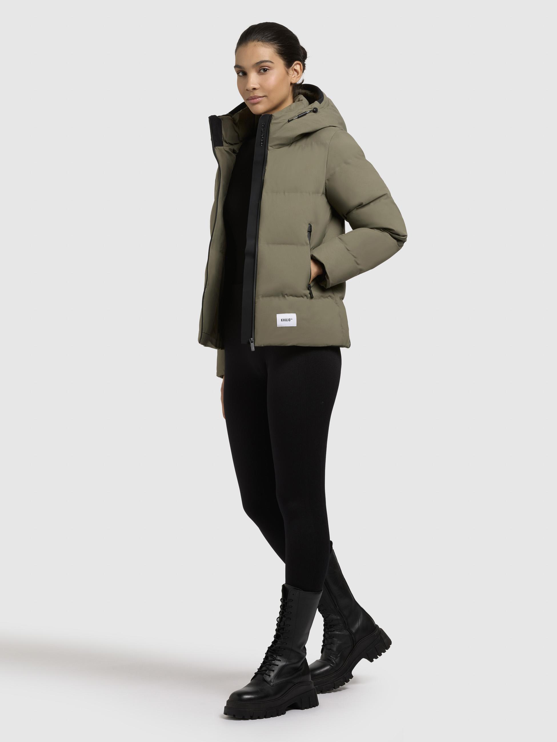 Winterjacke warme Steppjacke mit hohem Kragen und Kapuze "Liev-YM" Light Moss Green