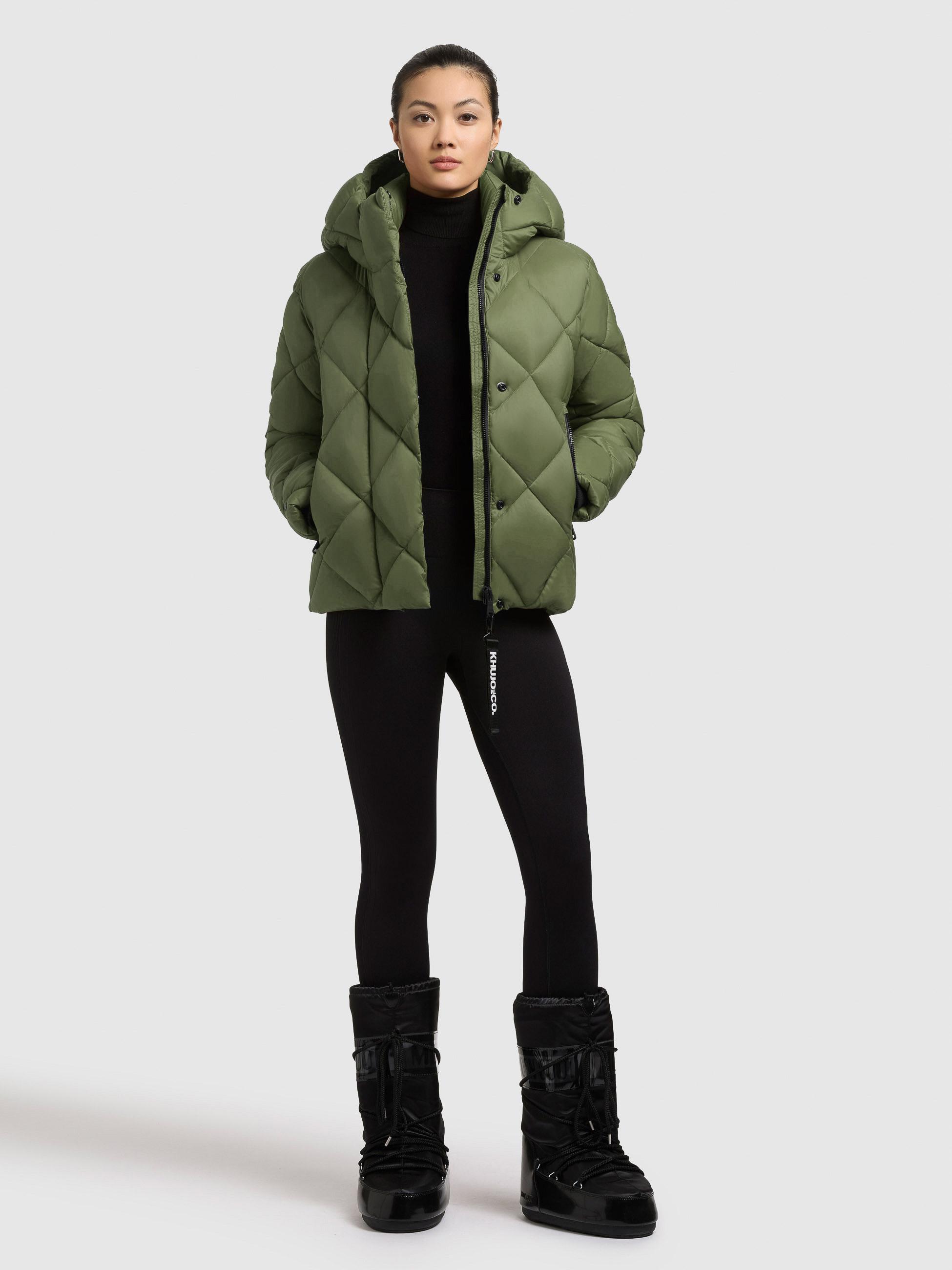 Winter Steppjacke mit Karo-Steppung "Lilian" Fern Green