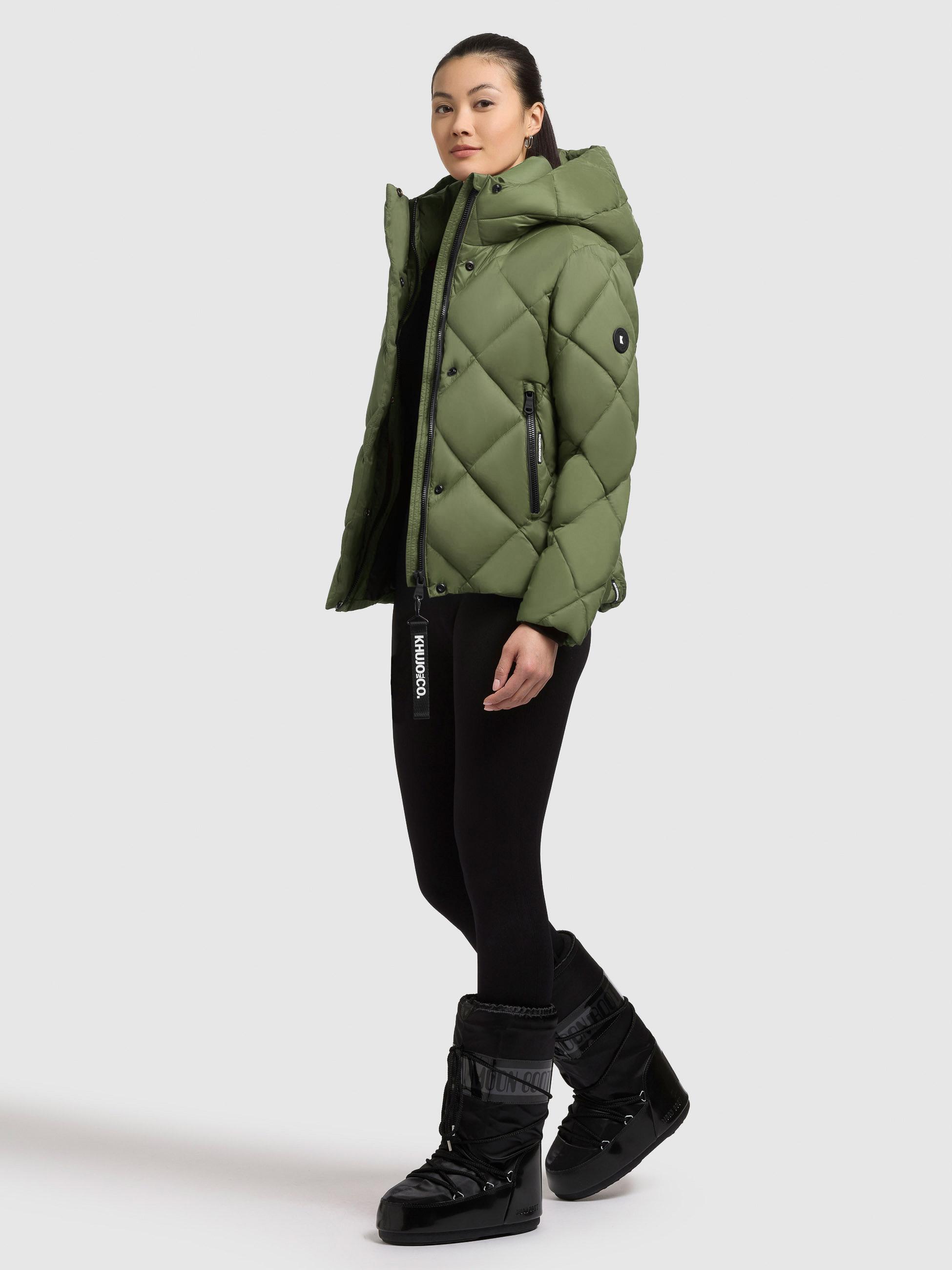 Winter Steppjacke mit Karo-Steppung "Lilian" Fern Green