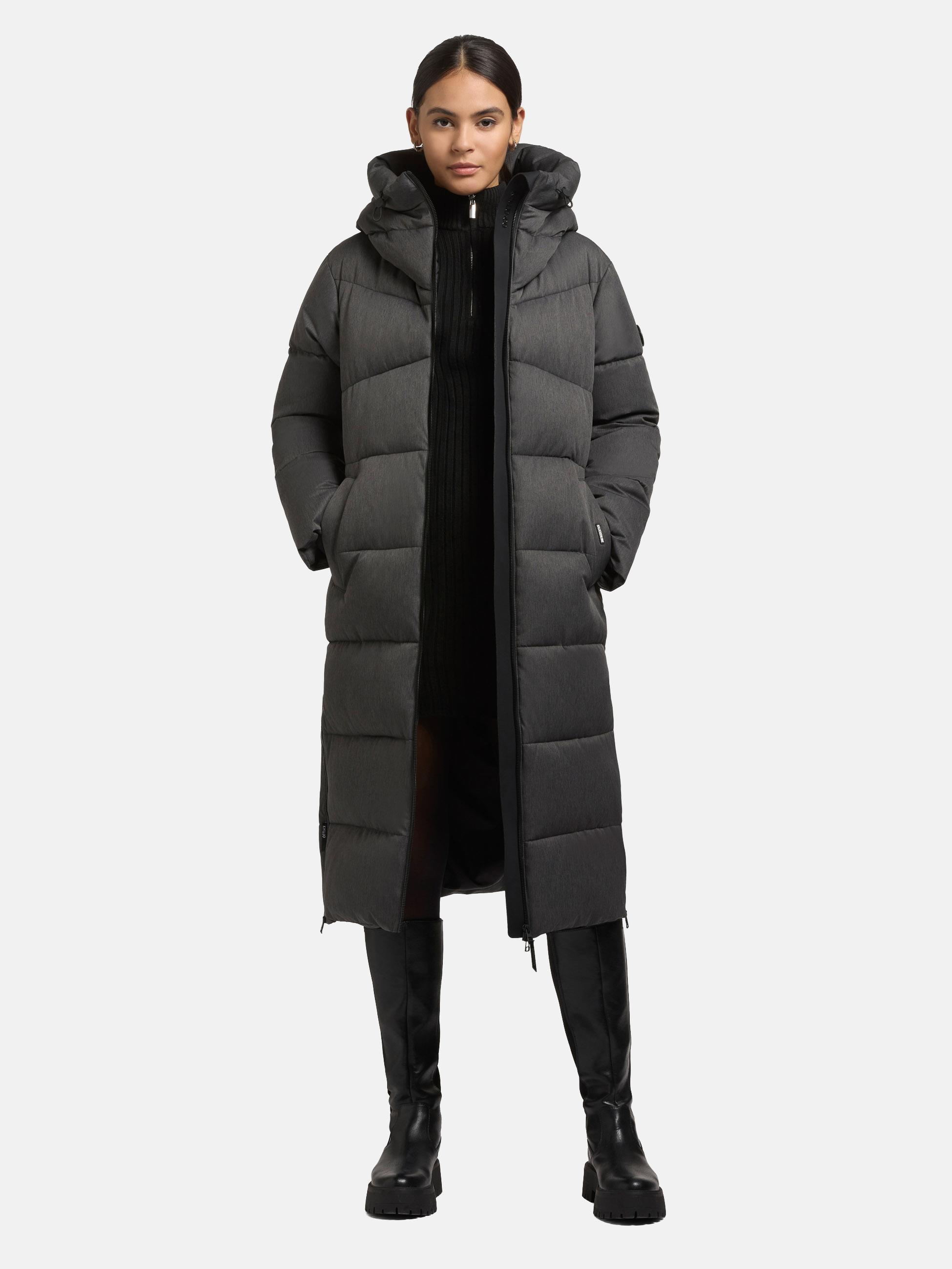 Winter Steppmantel mit seitlichen Gehschlitzen "Lima" Dark Melange Grey