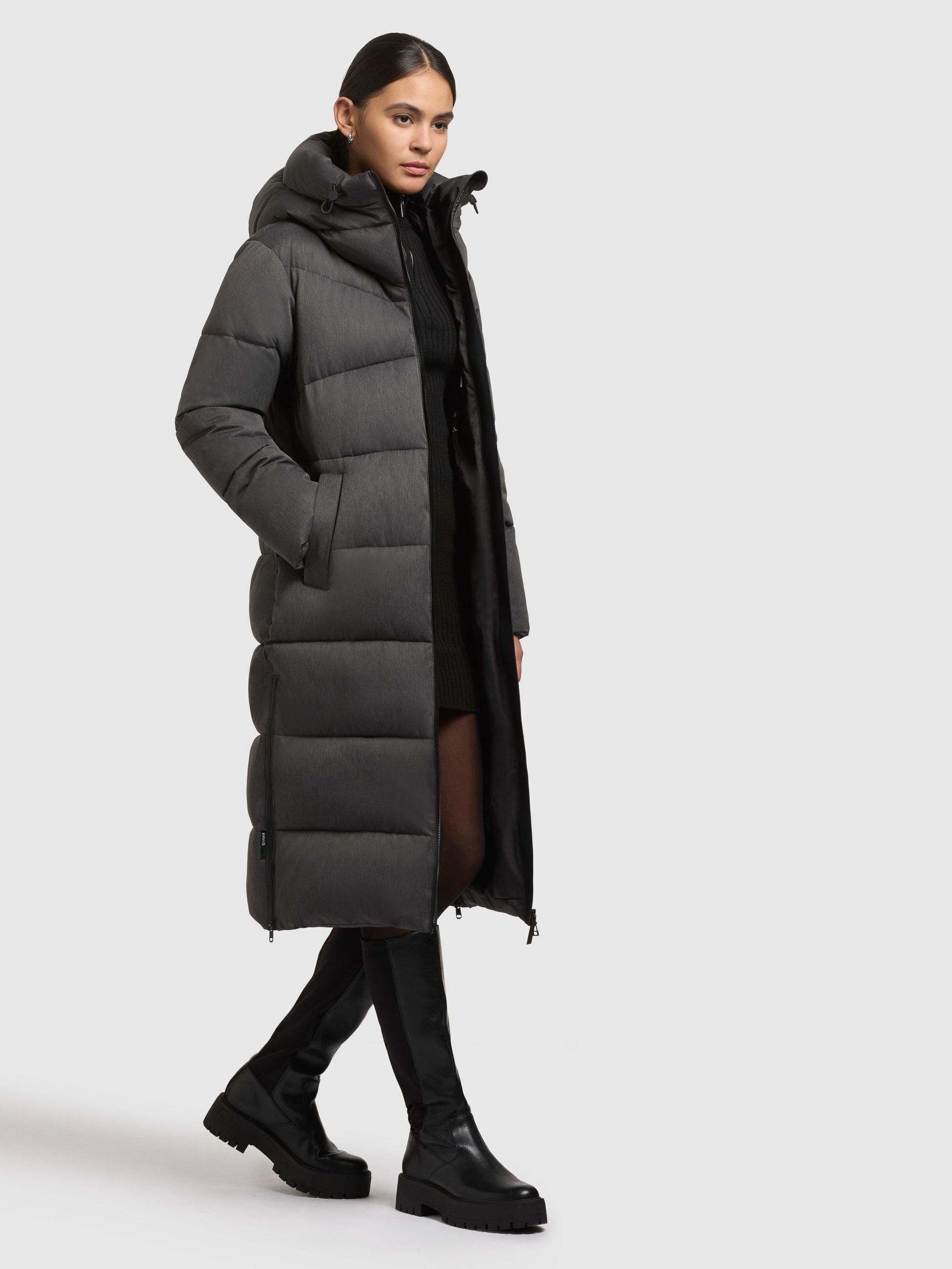 Winter Steppmantel mit seitlichen Gehschlitzen "Lima" Dark Melange Grey