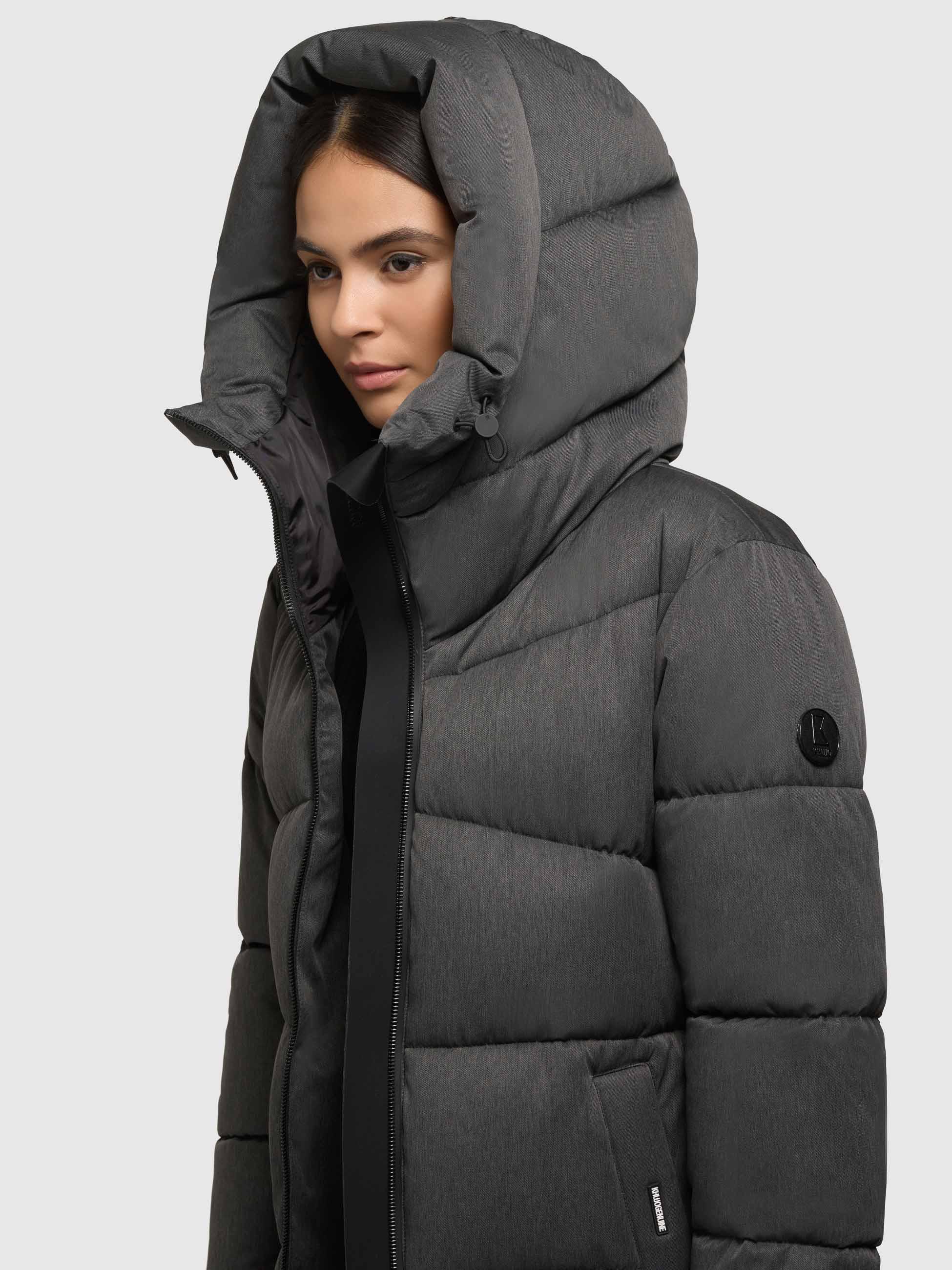 Winter Steppmantel mit seitlichen Gehschlitzen "Lima" Dark Melange Grey