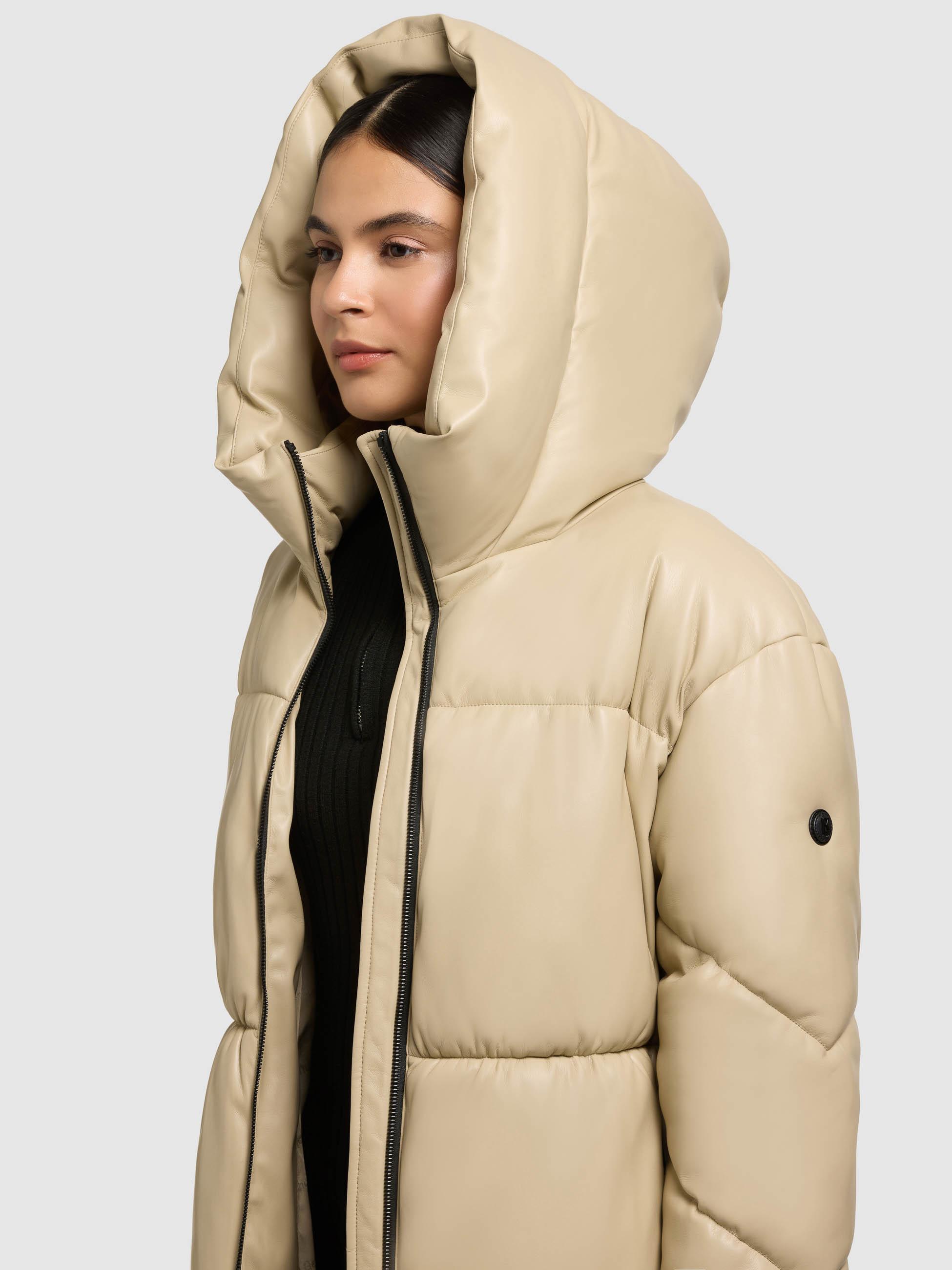 Kunstledermantel mit Kapuze "Lorsa" Beige