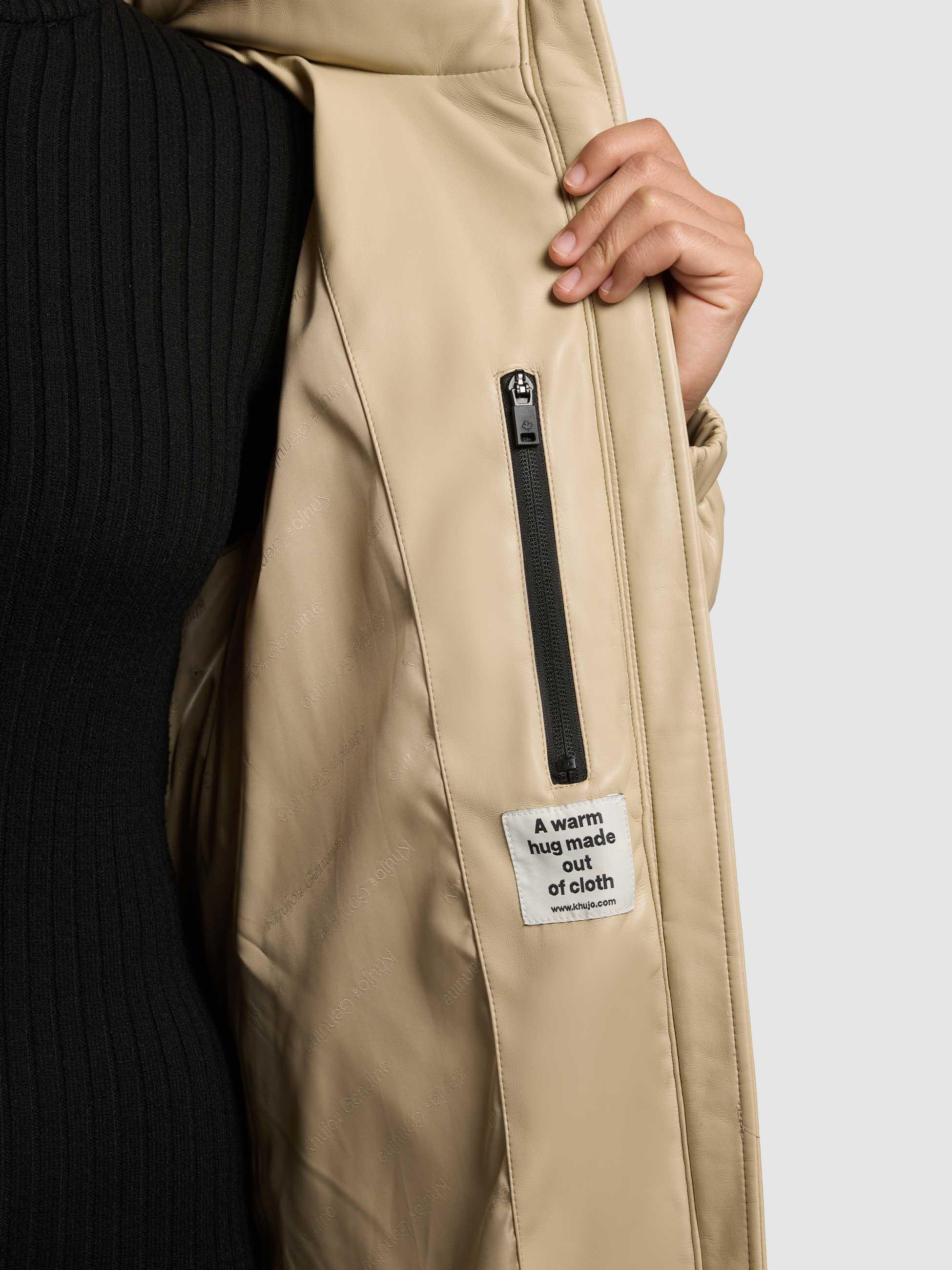 Kunstledermantel mit Kapuze "Lorsa" Beige