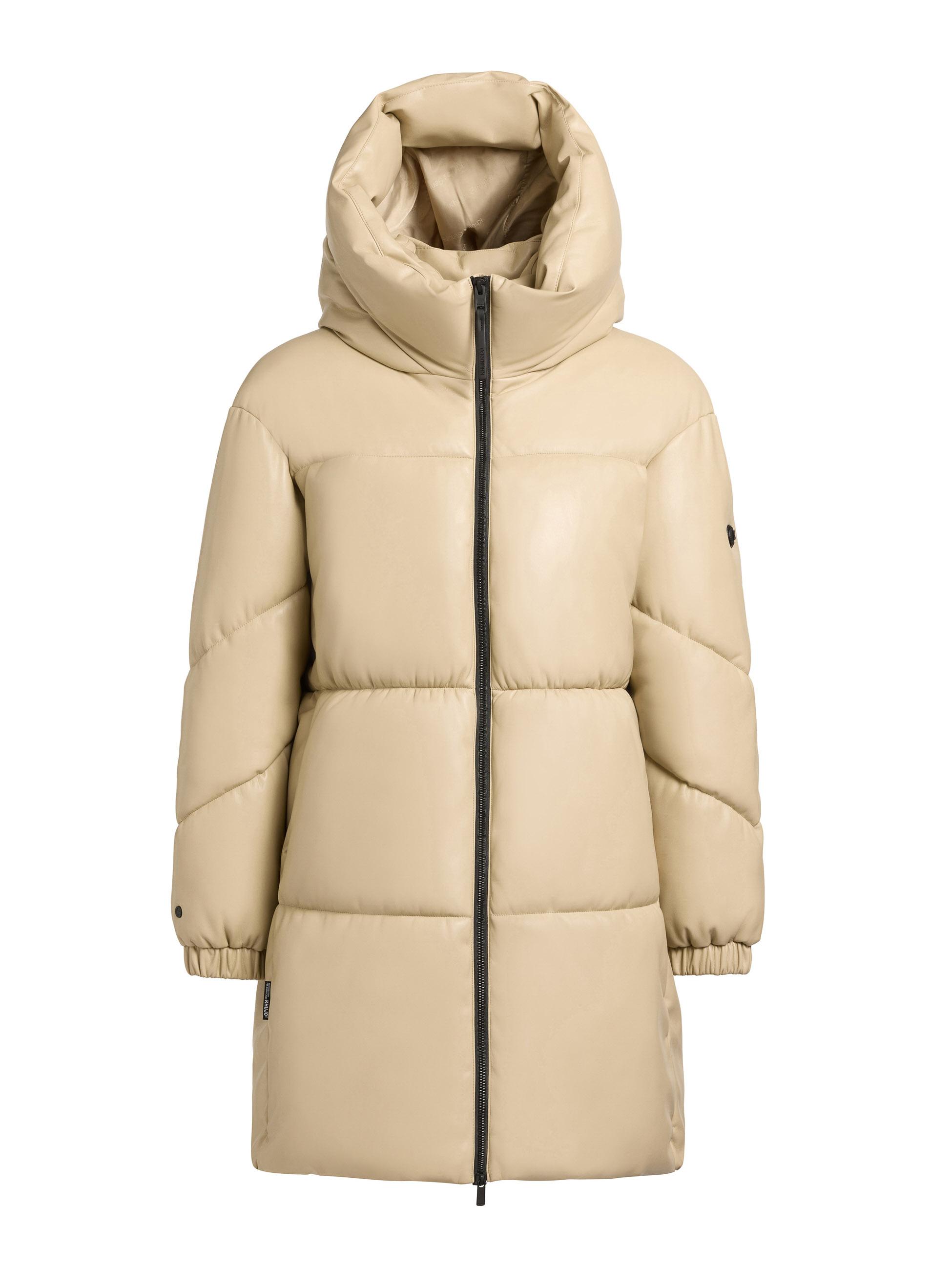 Kunstledermantel mit Kapuze "Lorsa" Beige