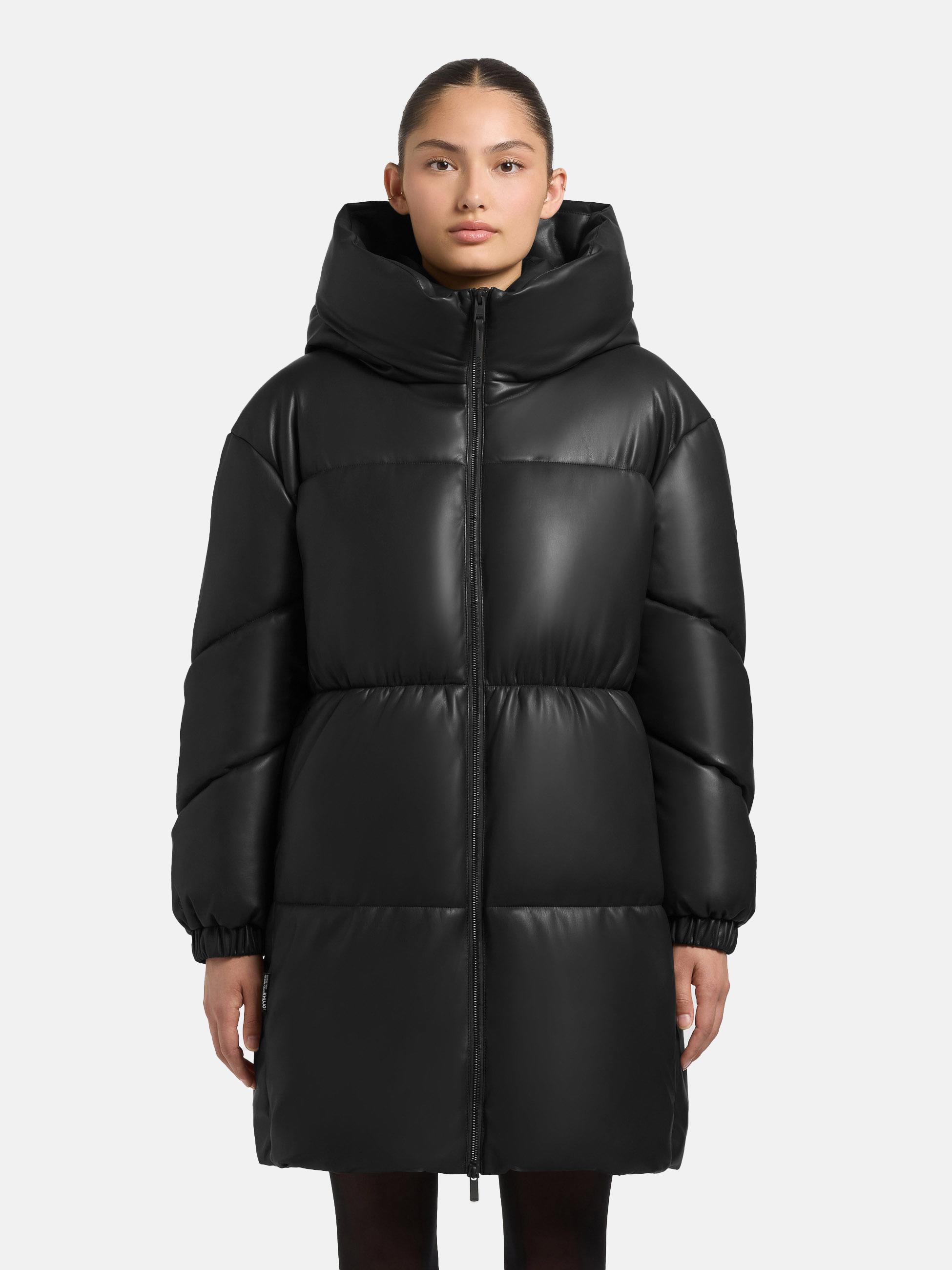 Kunstledermantel mit Kapuze "Lorsa" Black