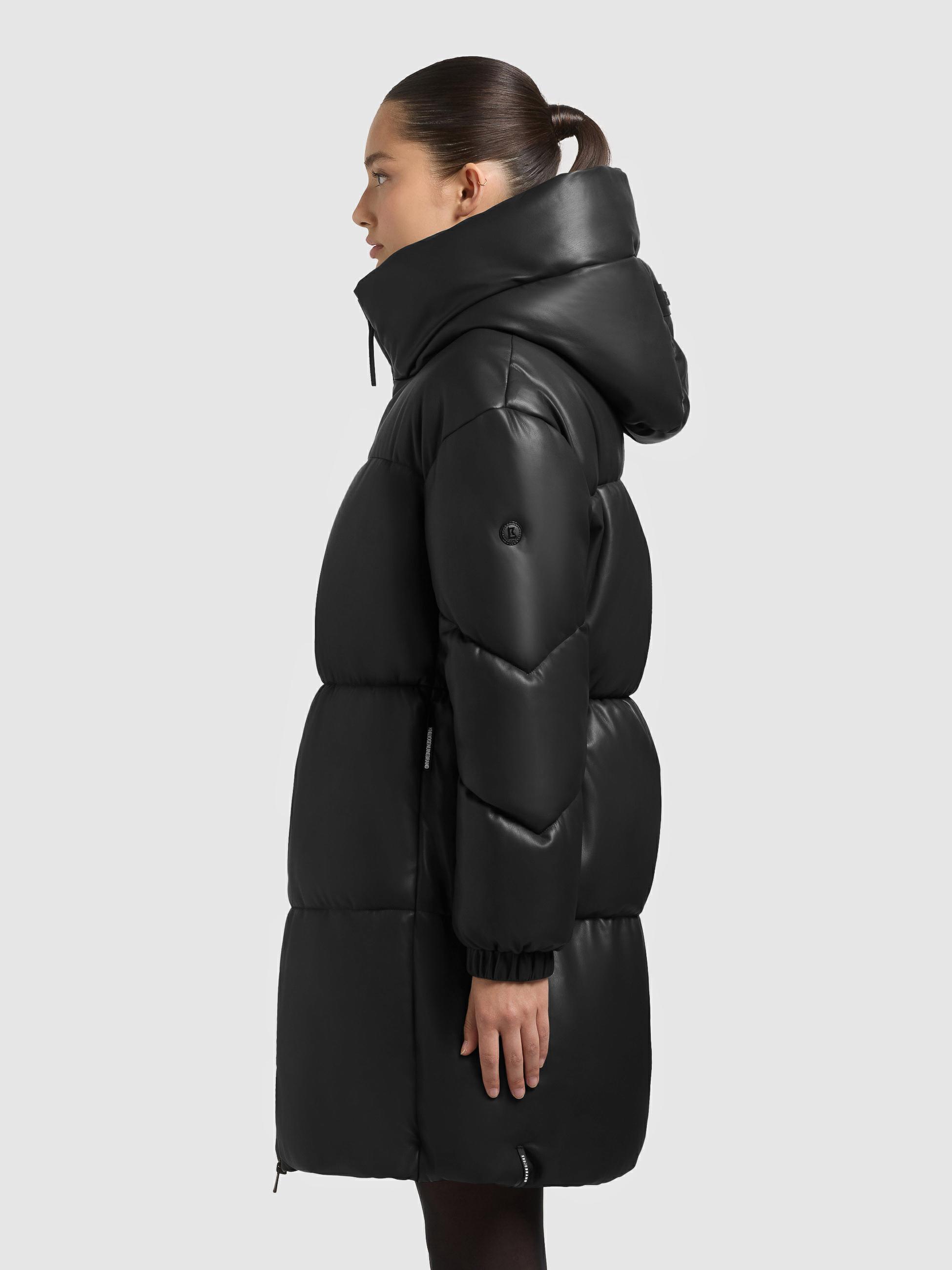 Kunstledermantel mit Kapuze "Lorsa" Black