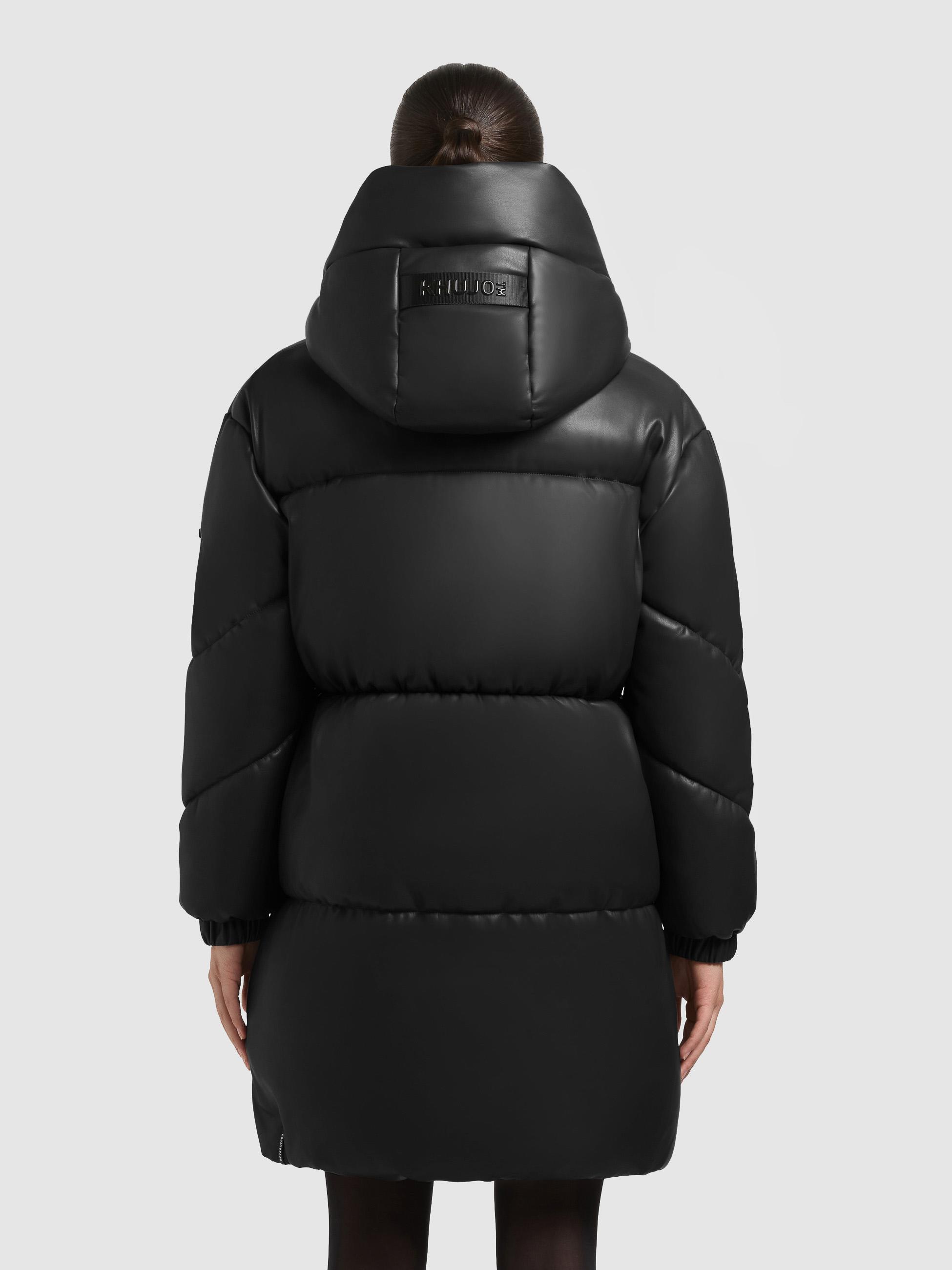 Kunstledermantel mit Kapuze "Lorsa" Black