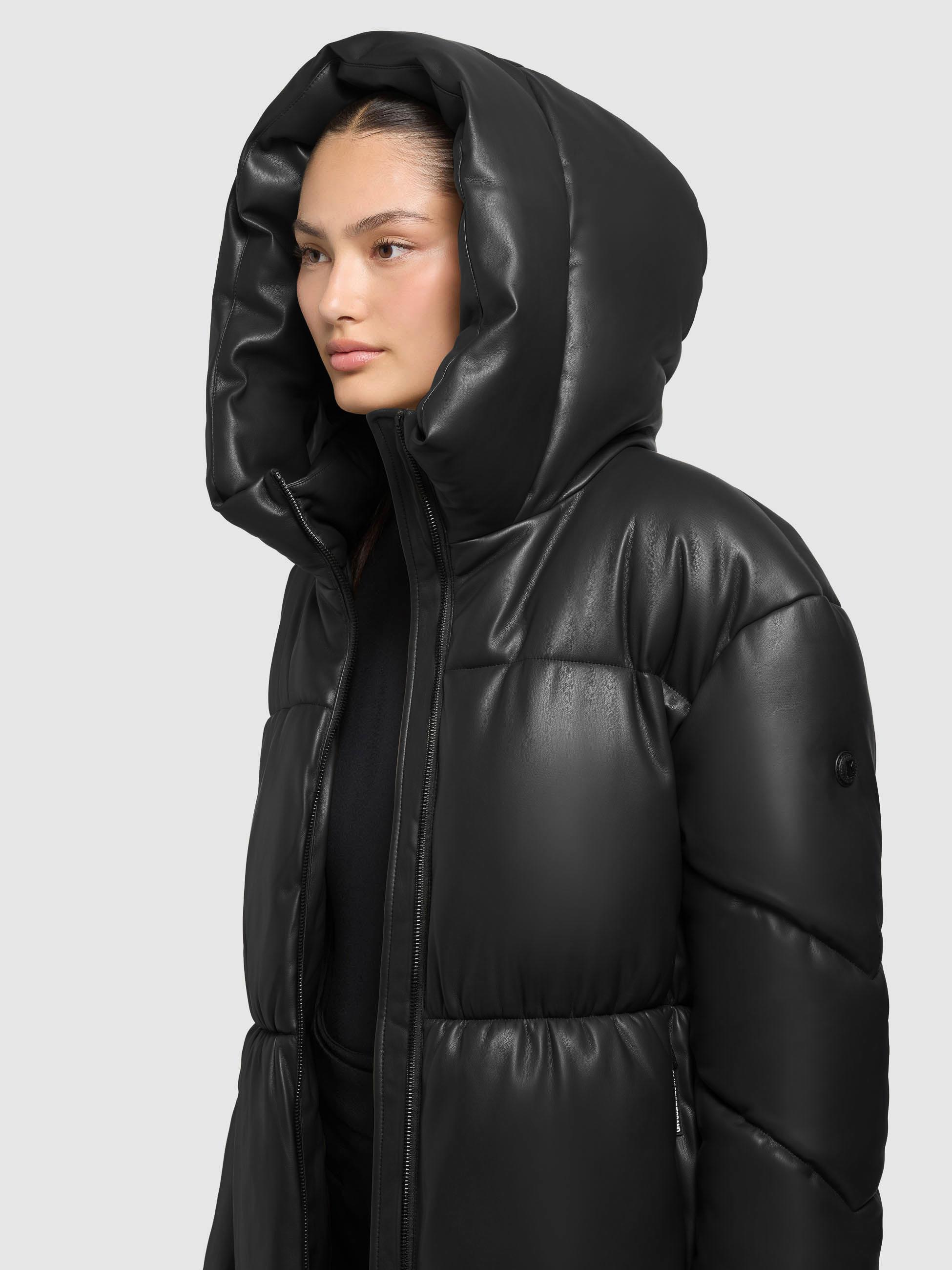 Kunstledermantel mit Kapuze "Lorsa" Black