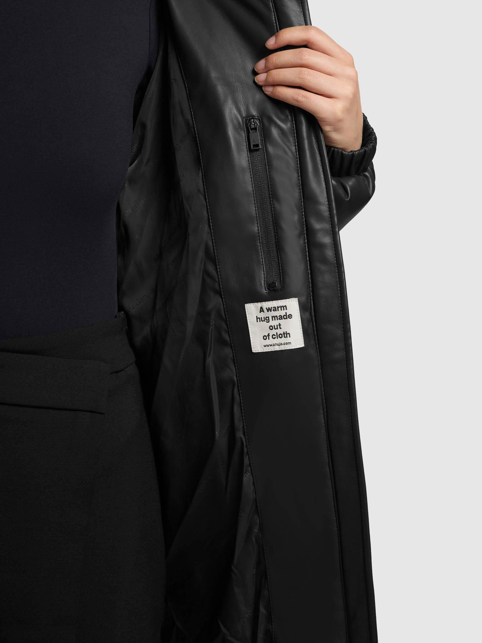 Kunstledermantel mit Kapuze "Lorsa" Black