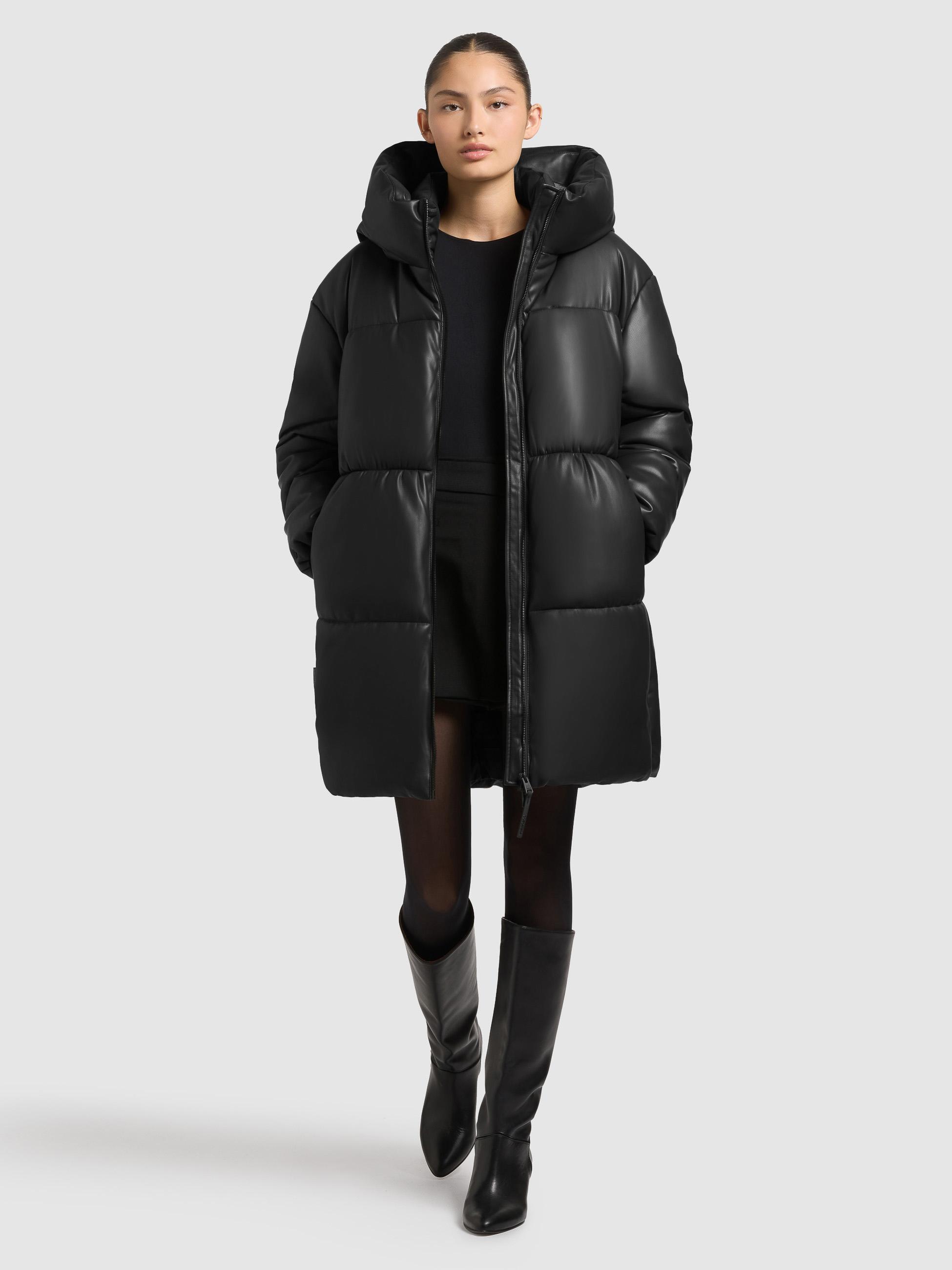 Kunstledermantel mit Kapuze "Lorsa" Black