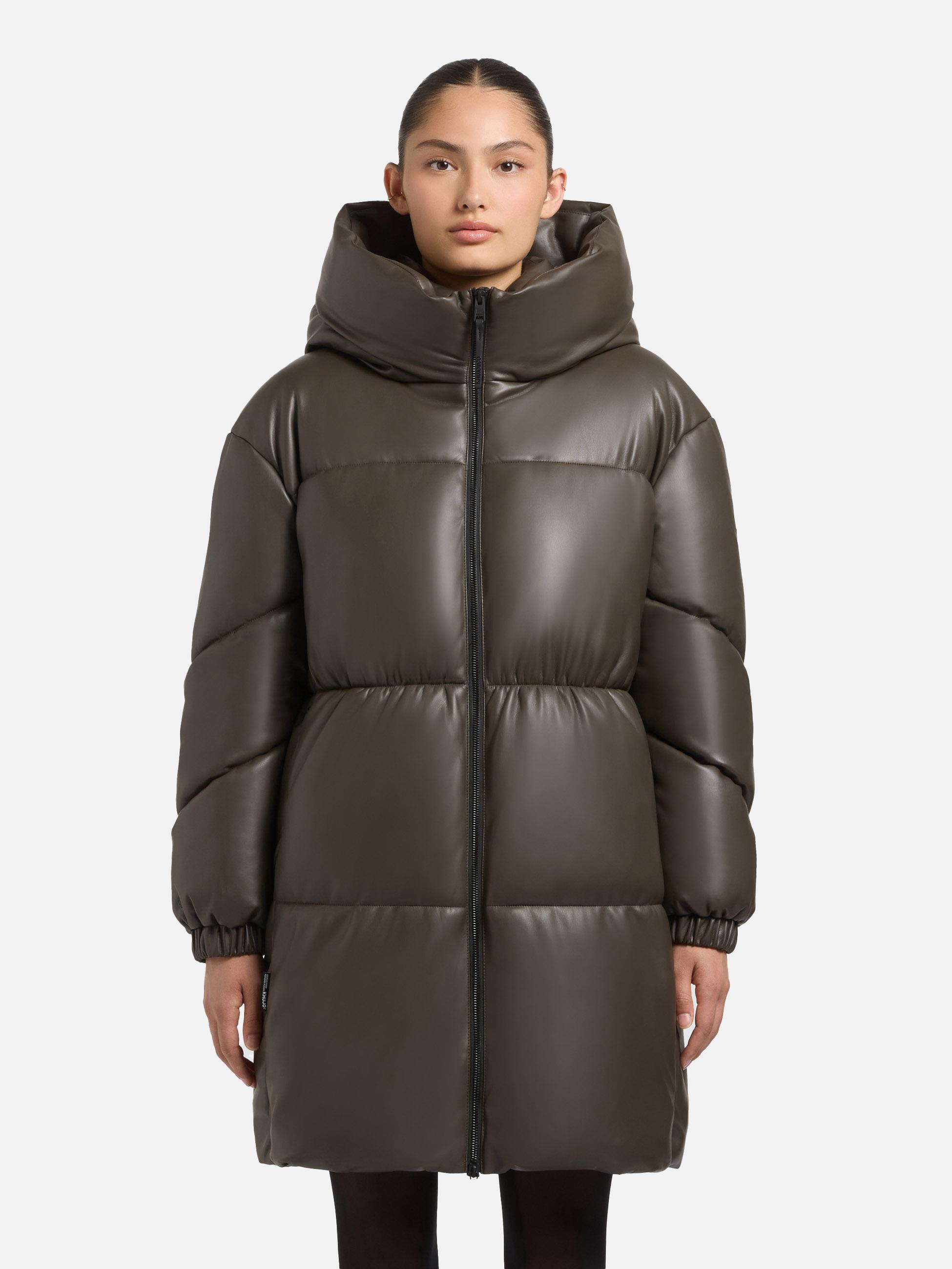 Kunstledermantel mit Kapuze "Lorsa" Brown