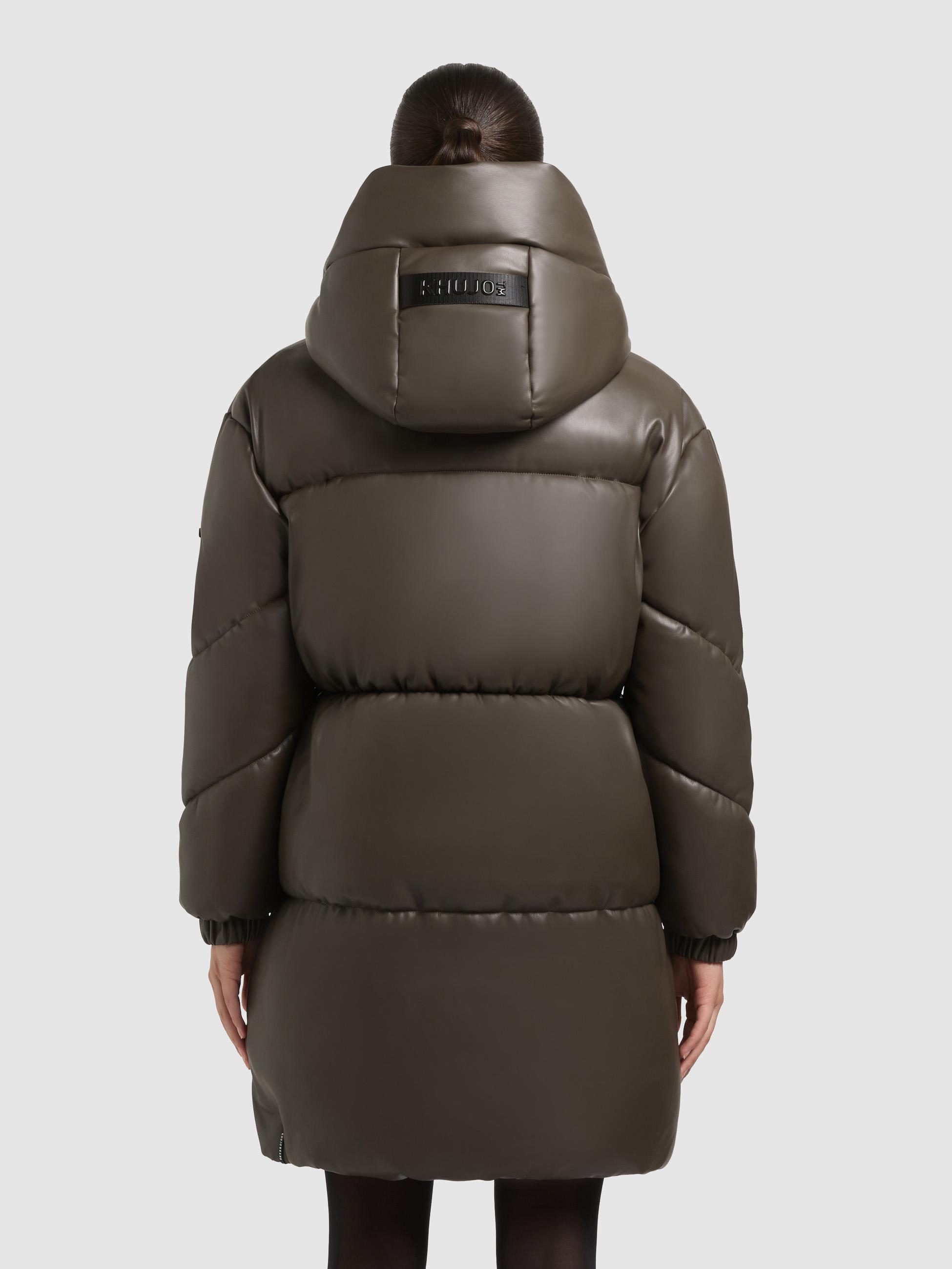 Kunstledermantel mit Kapuze "Lorsa" Brown