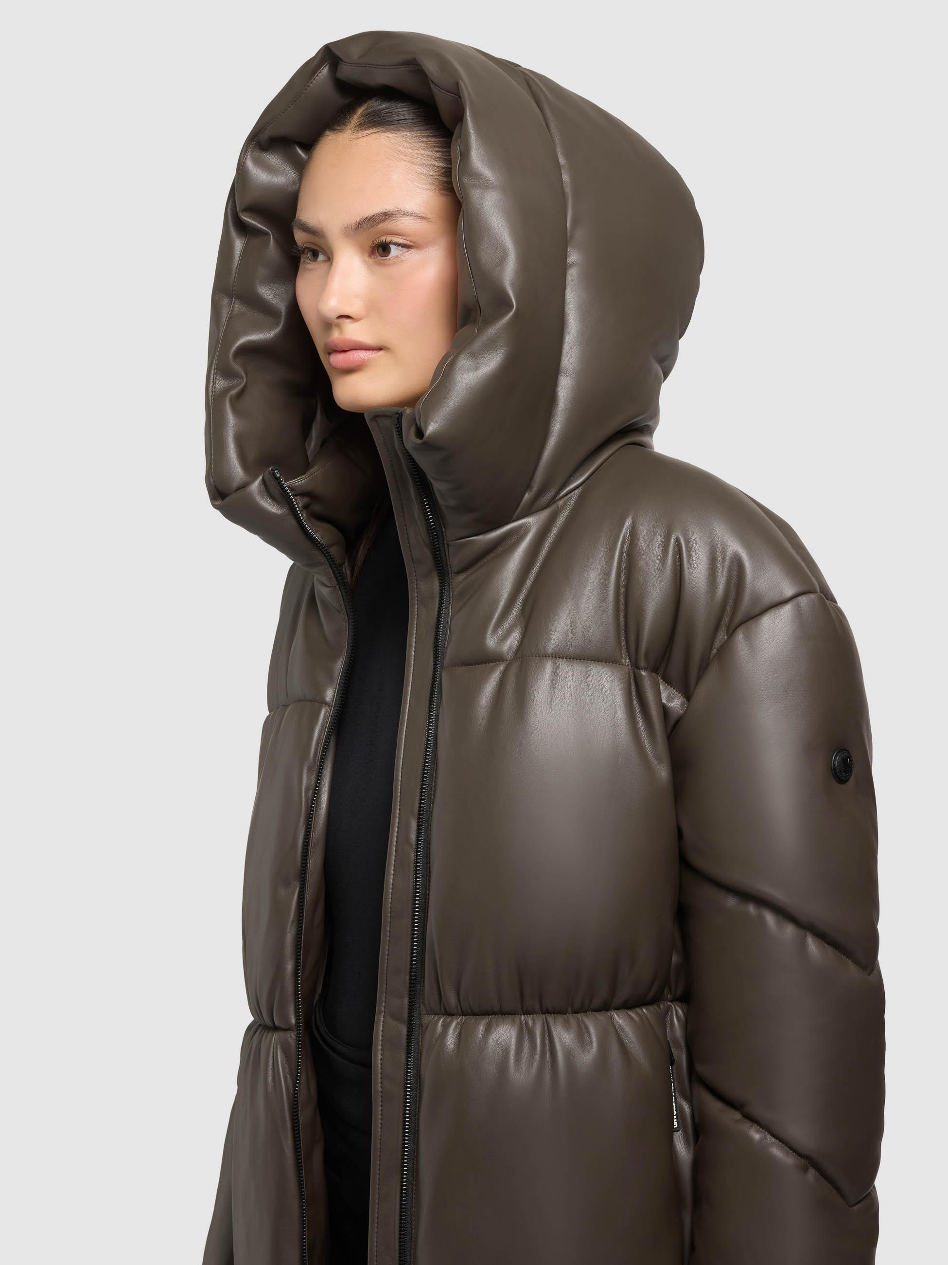 Kunstledermantel mit Kapuze "Lorsa" Brown