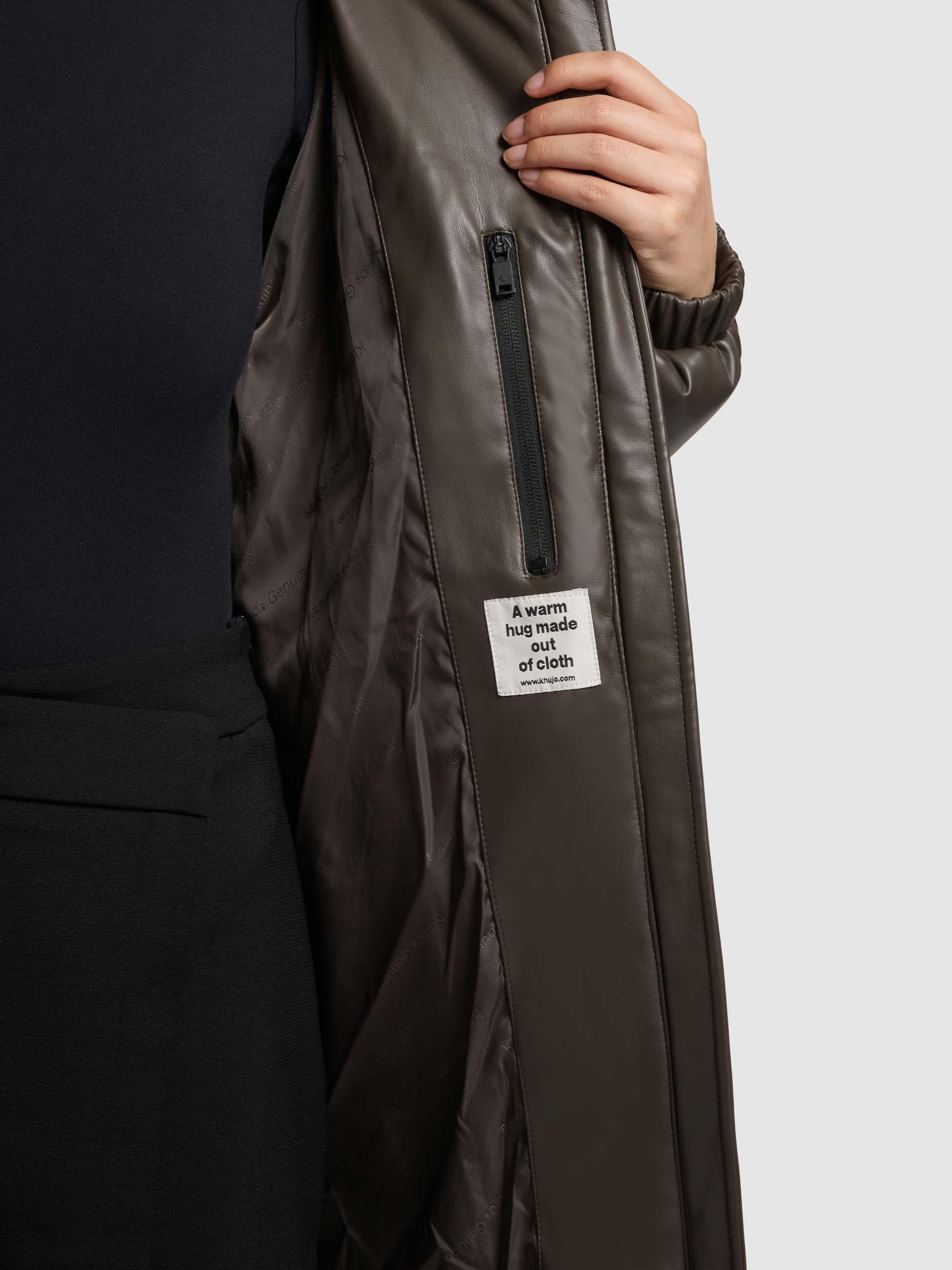 Kunstledermantel mit Kapuze "Lorsa" Brown