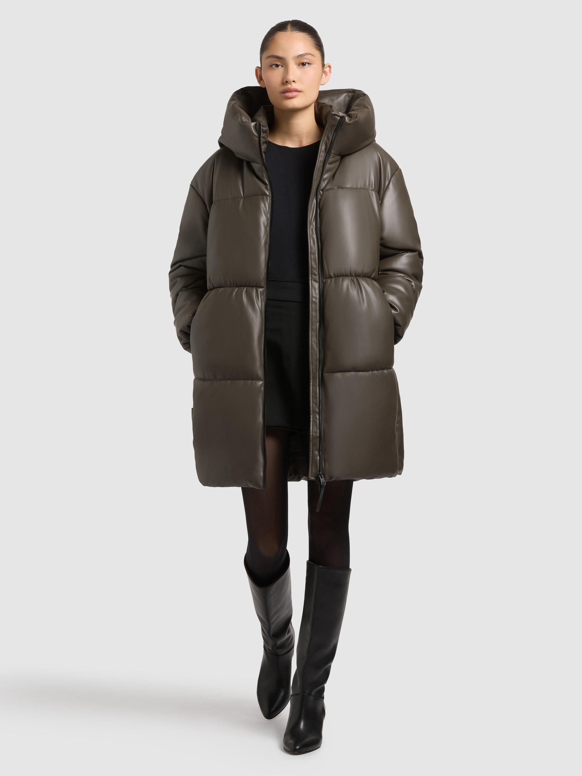 Kunstledermantel mit Kapuze "Lorsa" Brown