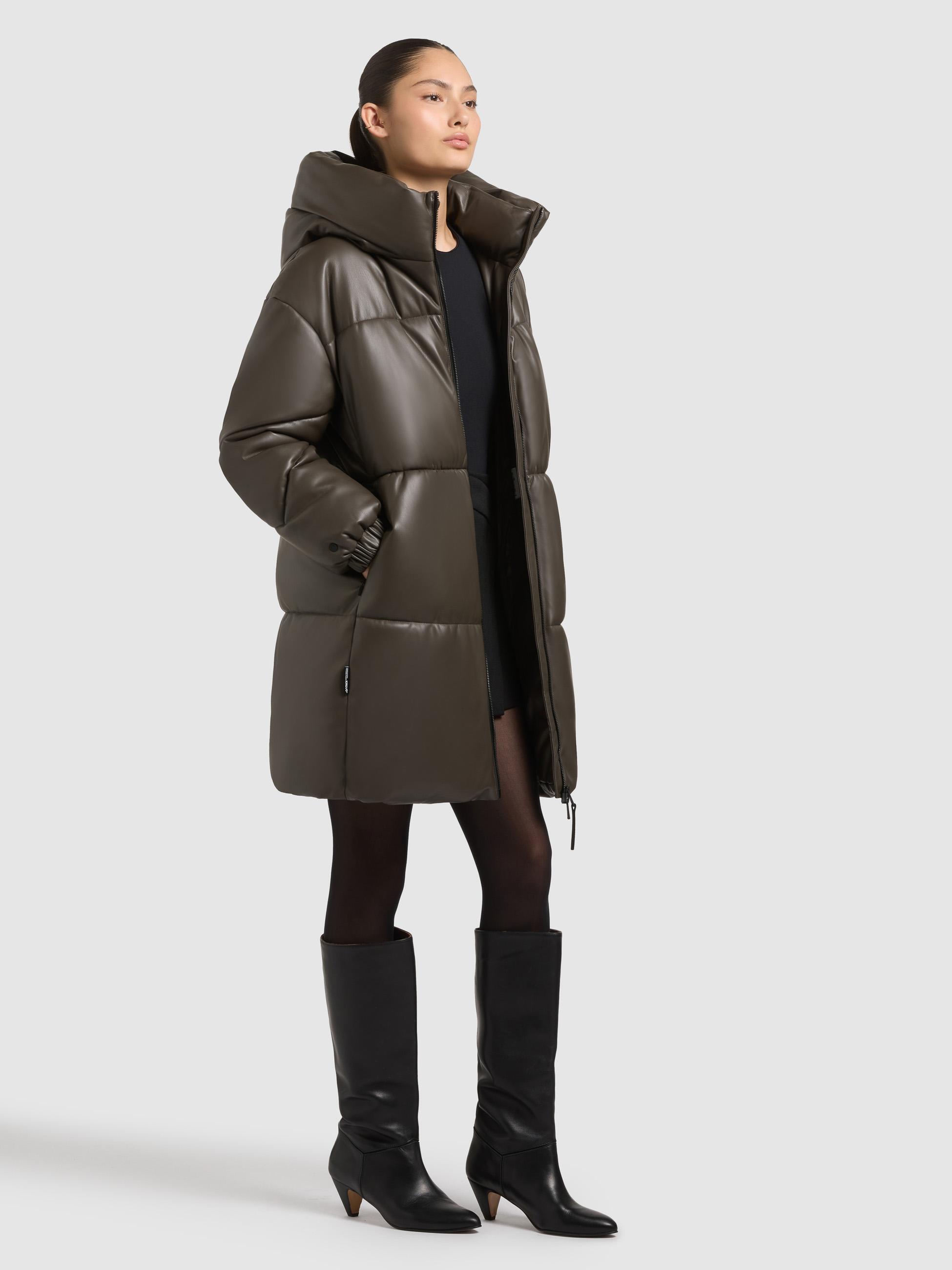 Kunstledermantel mit Kapuze "Lorsa" Brown