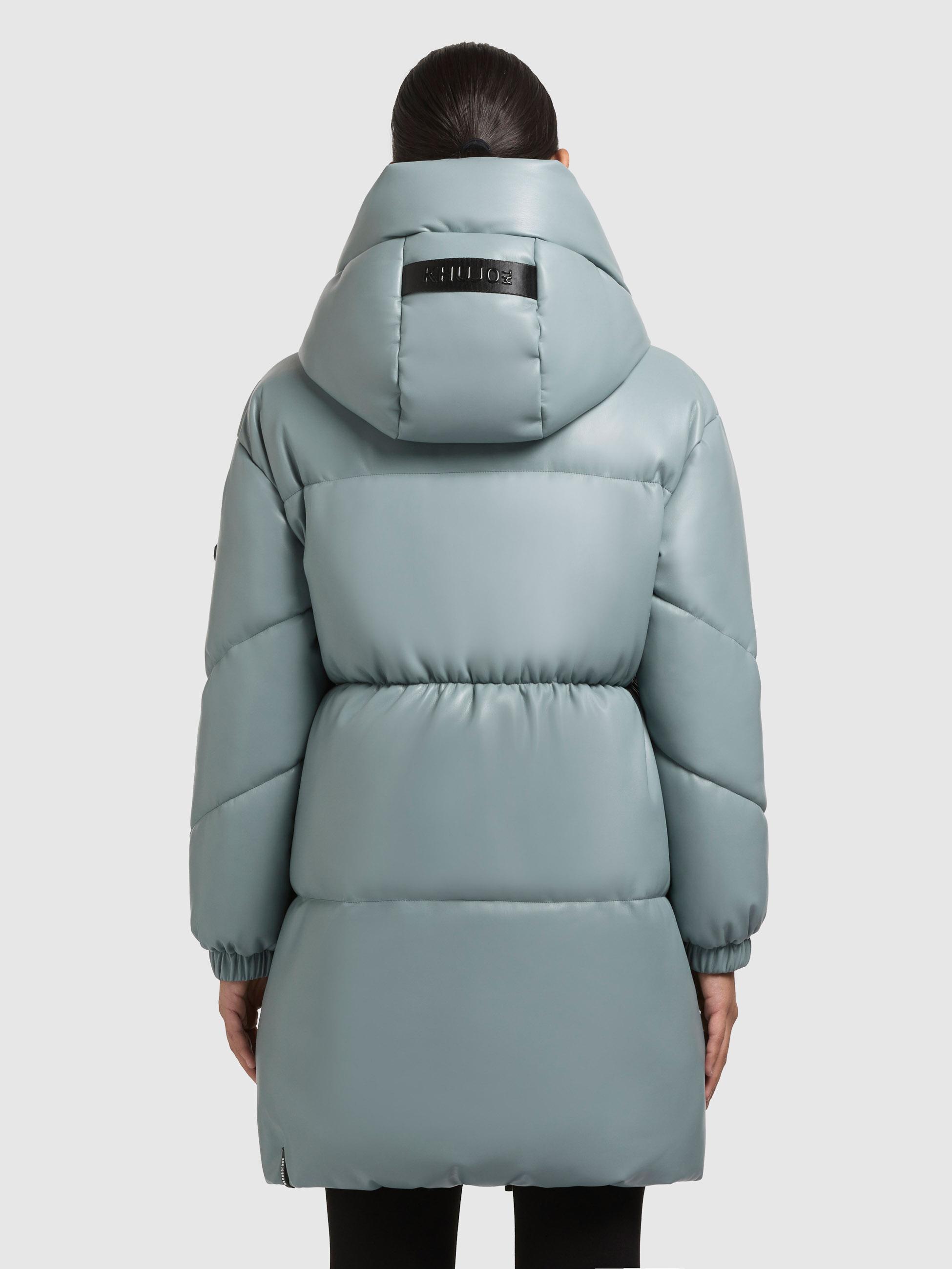 Kunstledermantel mit Kapuze "Lorsa" Light Blue