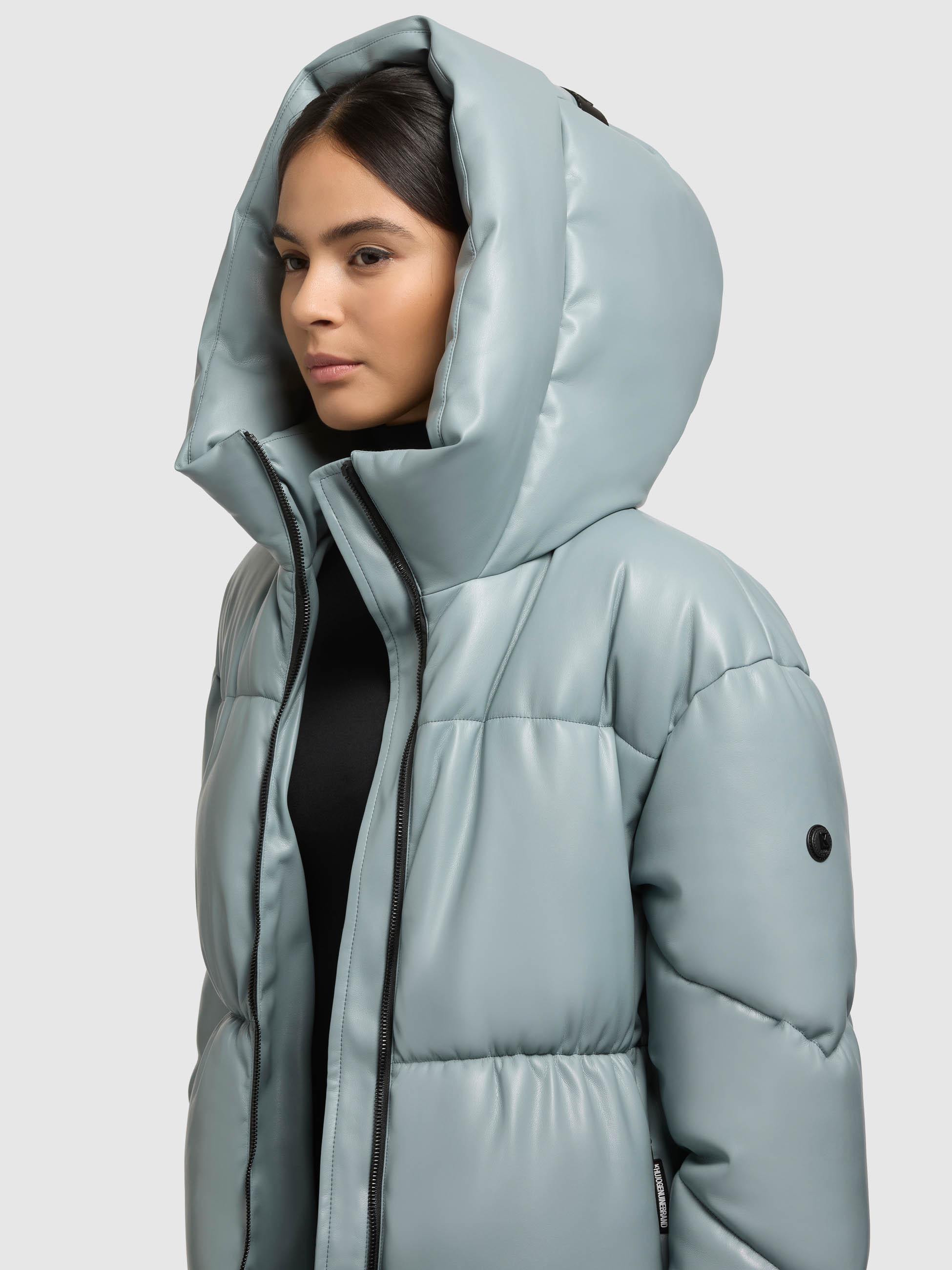 Kunstledermantel mit Kapuze "Lorsa" Light Blue