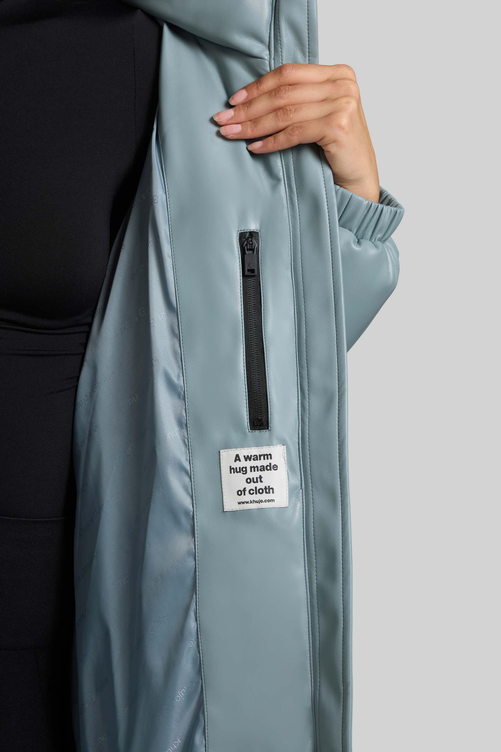 Kunstledermantel mit Kapuze "Lorsa" Light Blue