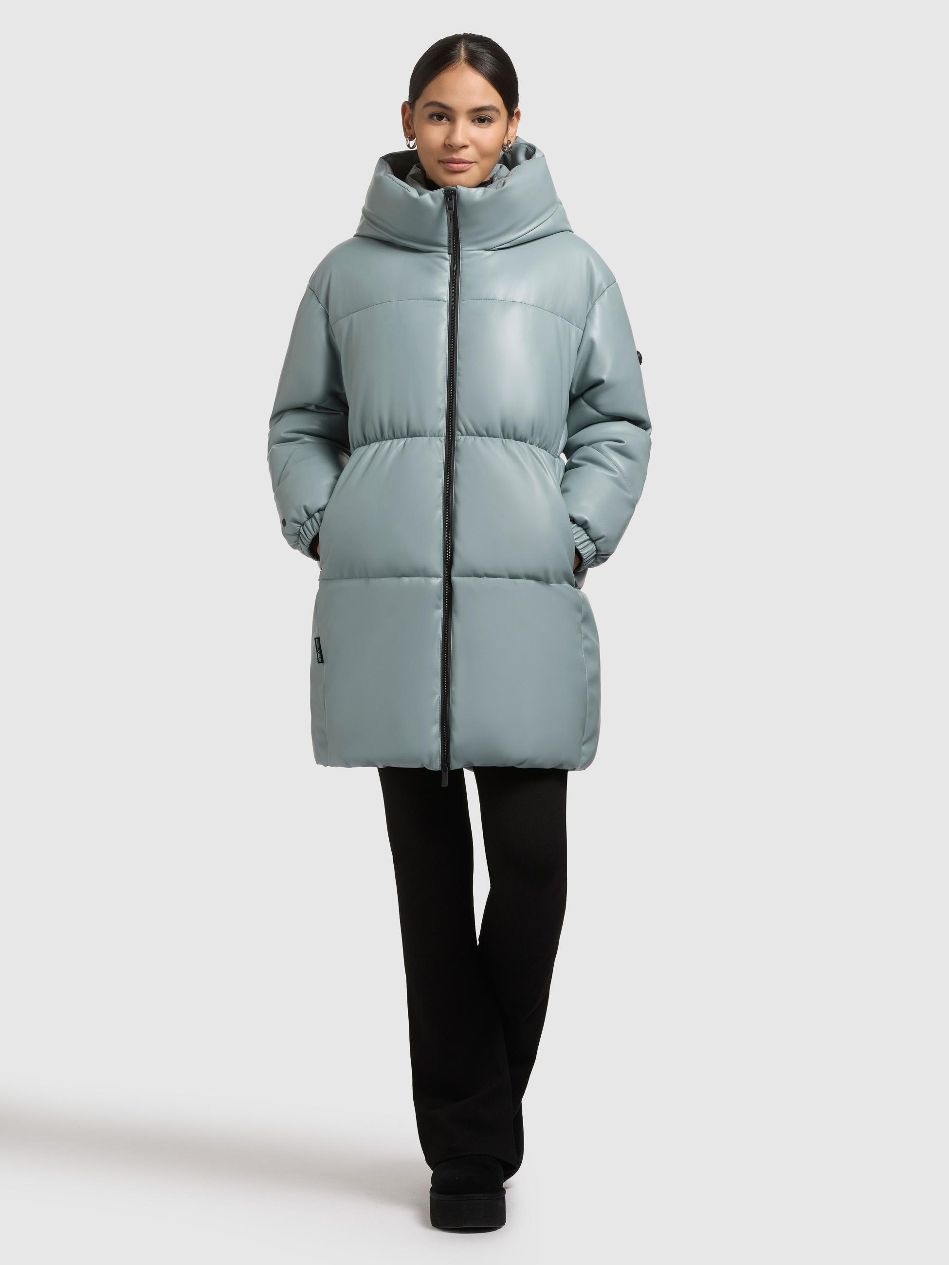 Kunstledermantel mit Kapuze "Lorsa" Light Blue