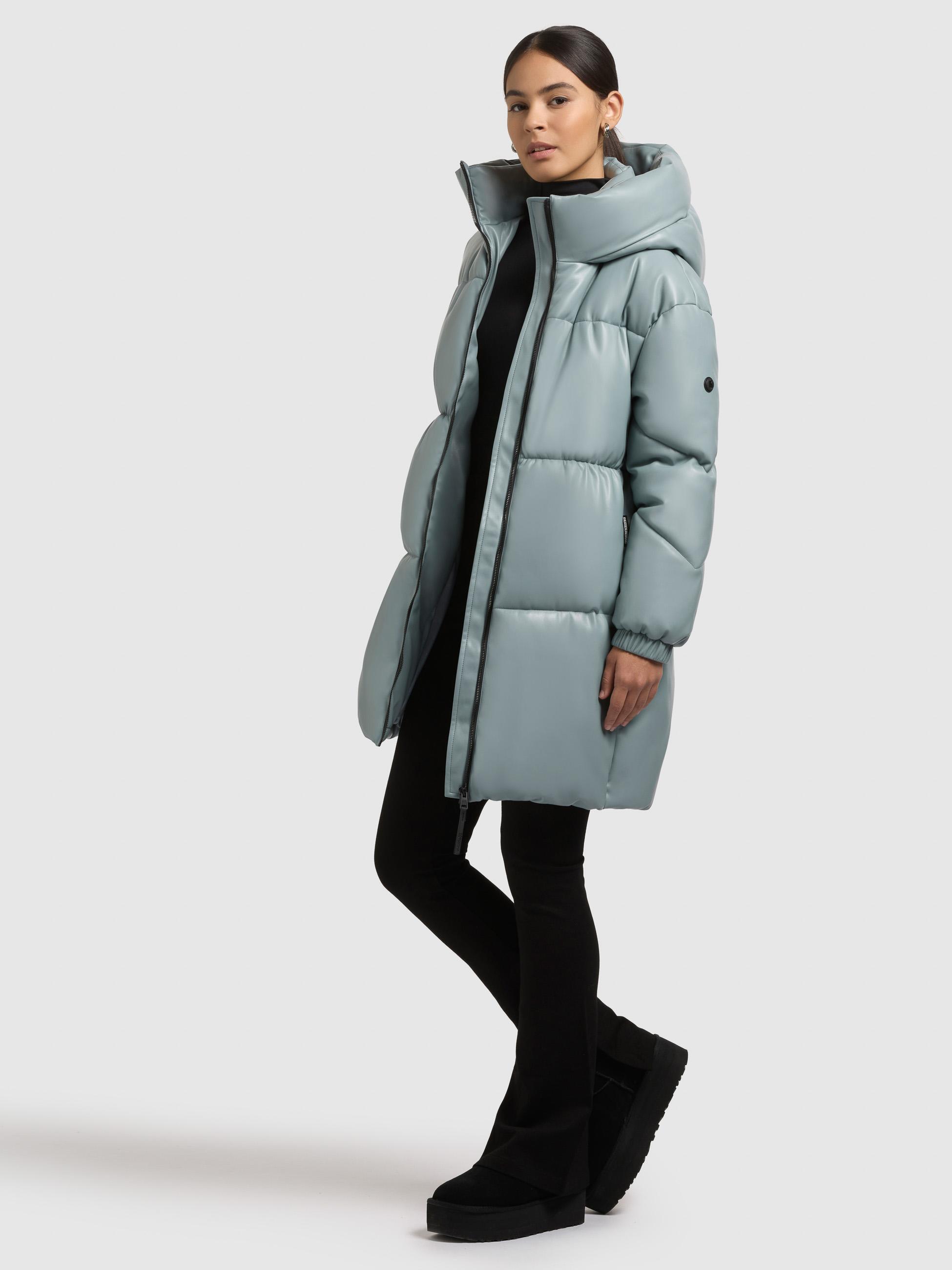 Kunstledermantel mit Kapuze "Lorsa" Light Blue