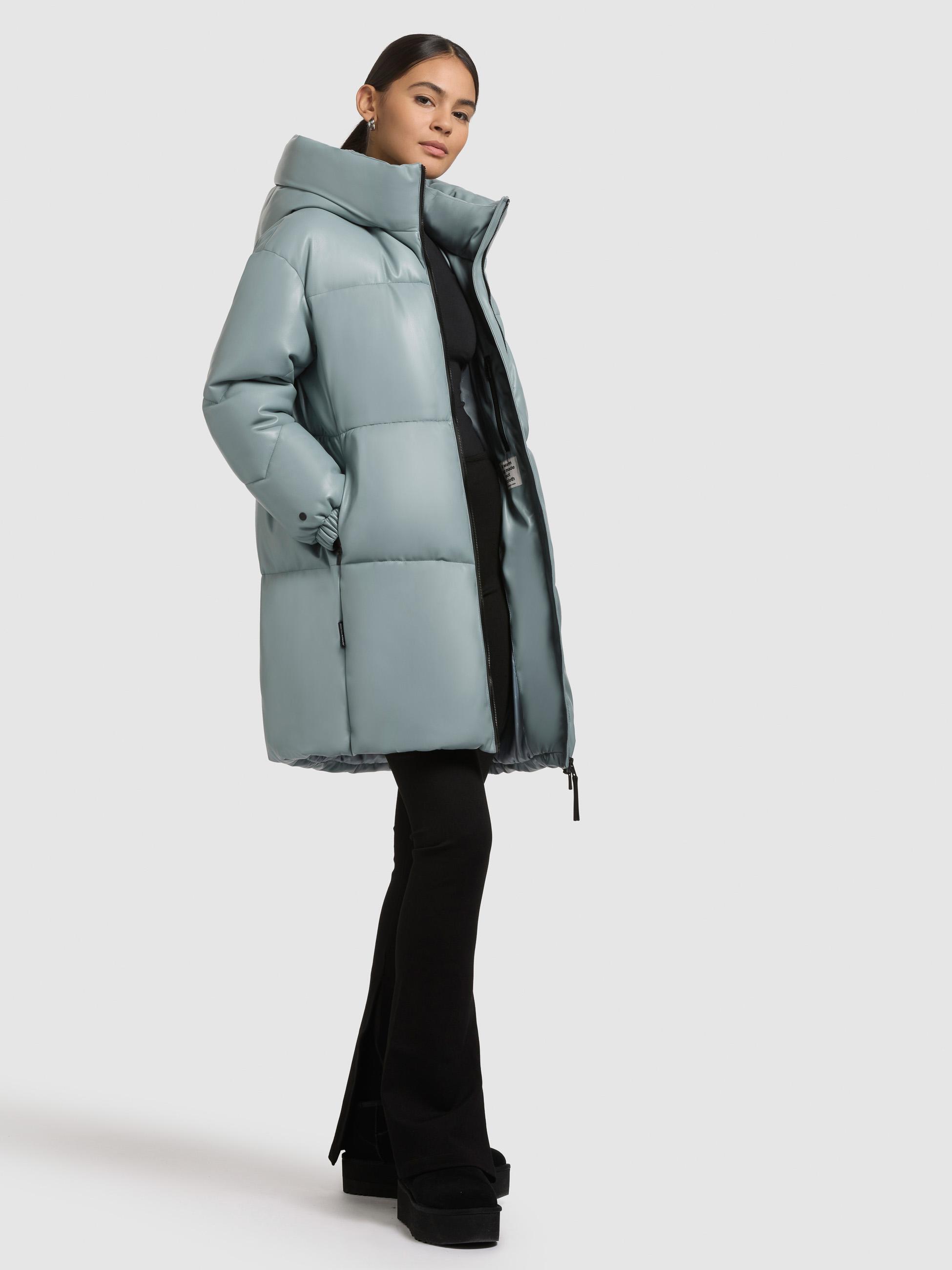 Kunstledermantel mit Kapuze "Lorsa" Light Blue