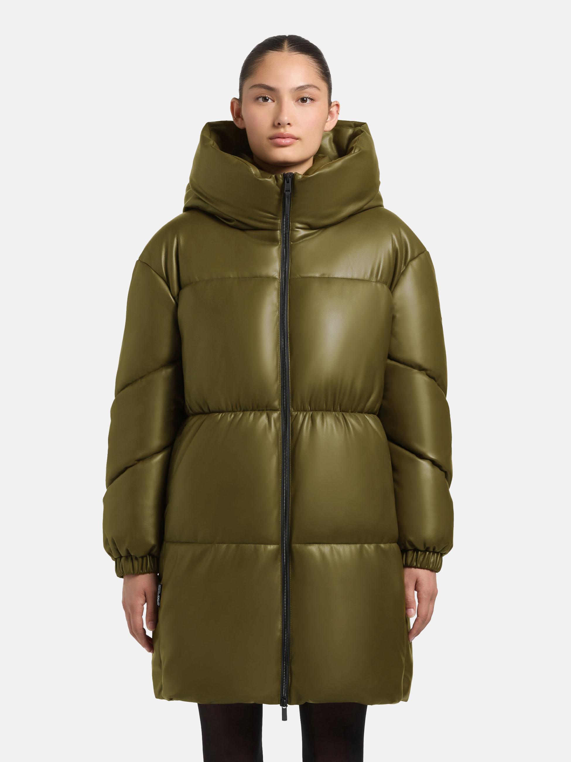 Kunstledermantel mit Kapuze "Lorsa" Olive