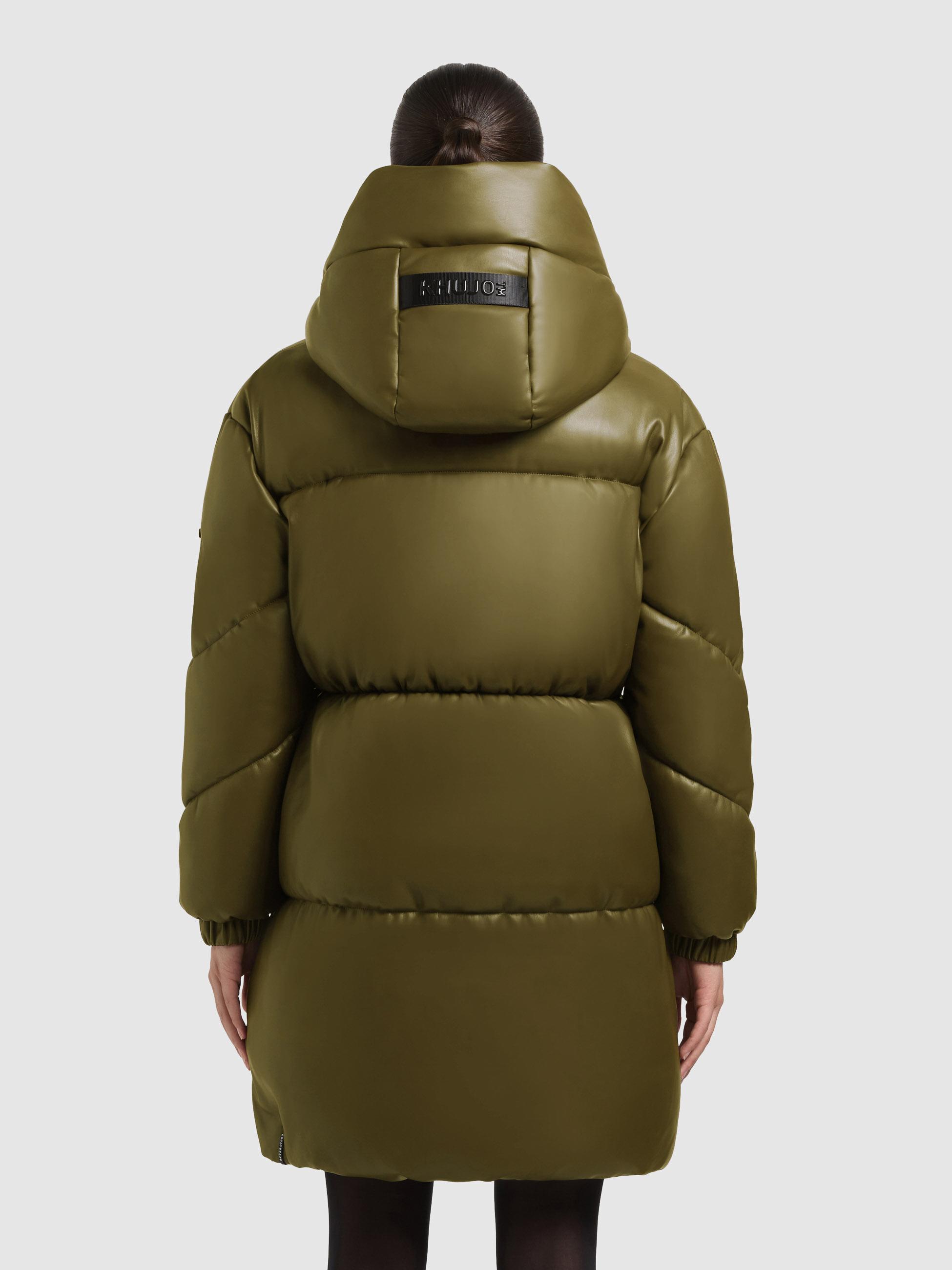 Kunstledermantel mit Kapuze "Lorsa" Olive