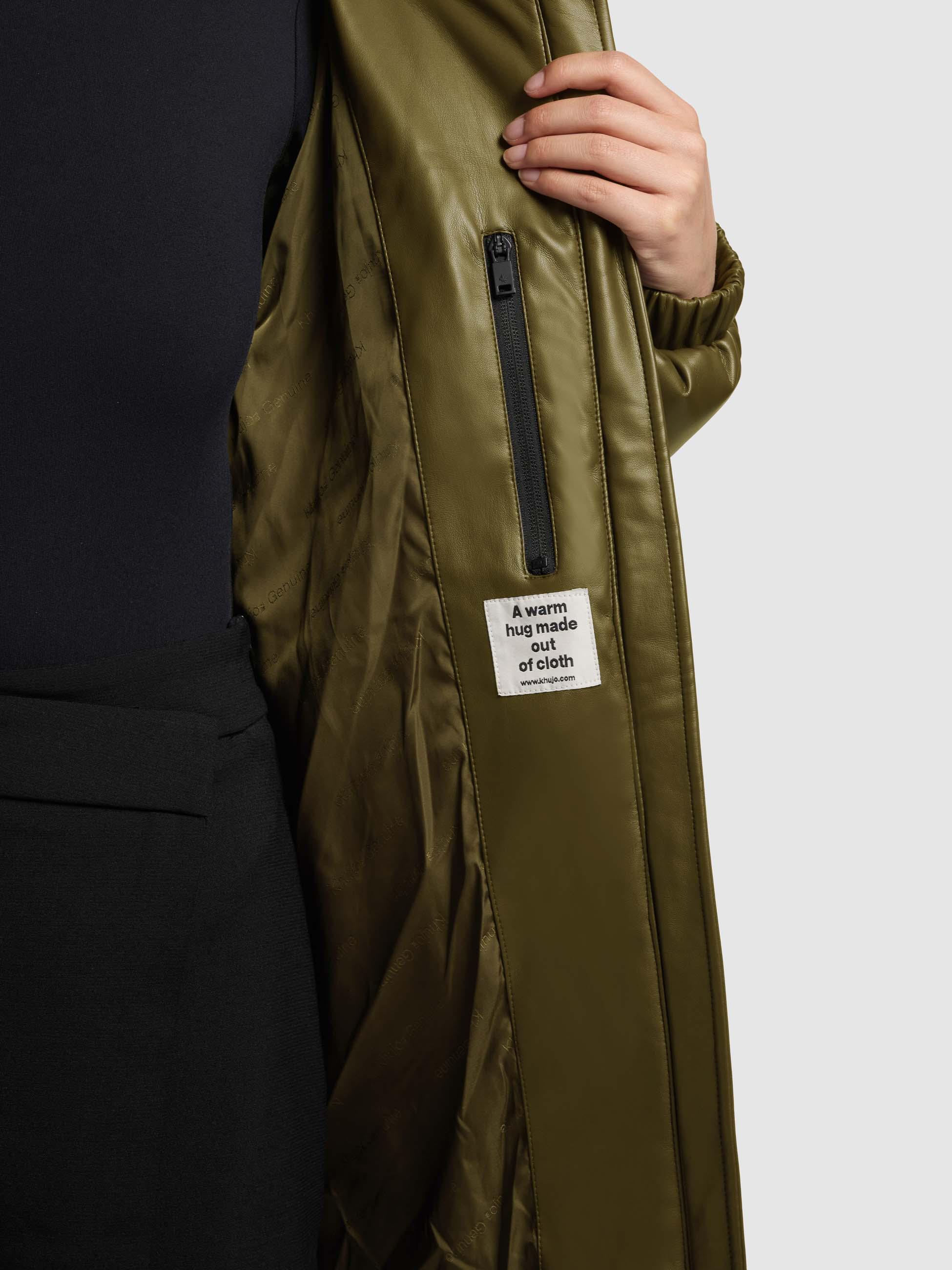 Kunstledermantel mit Kapuze "Lorsa" Olive