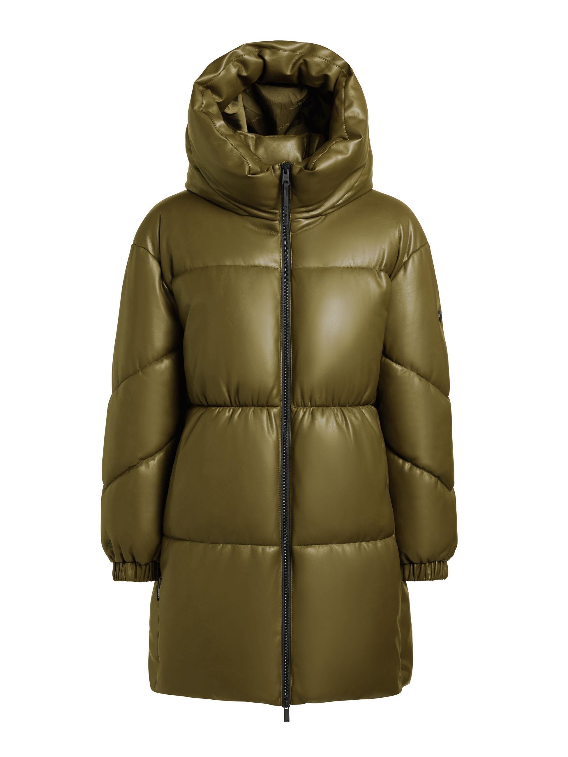 Kunstledermantel mit Kapuze "Lorsa" Olive