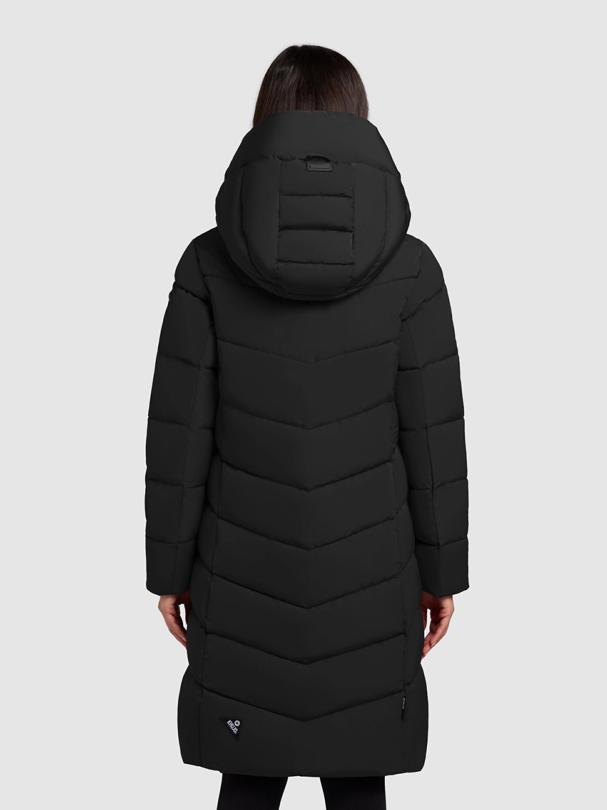 Warmer Steppmantel mit großer Kapuze "Mikia2-YM" Black