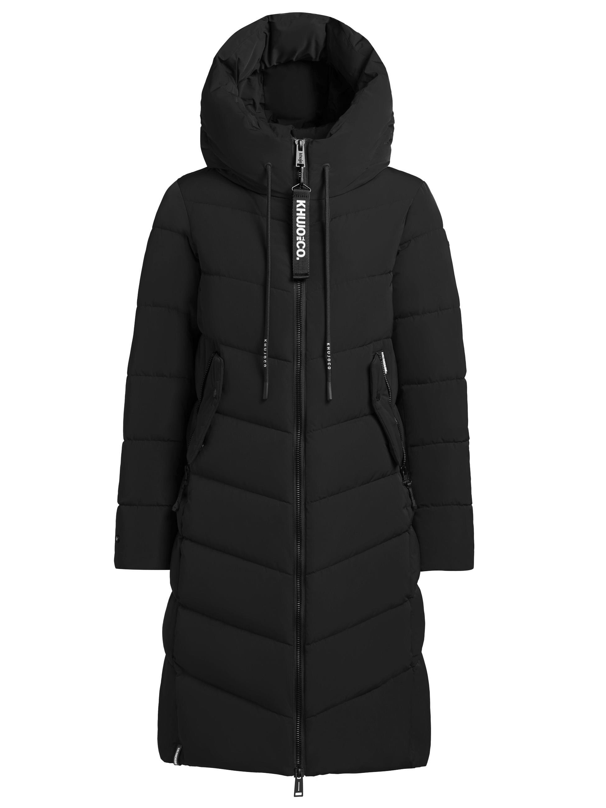 Warmer Steppmantel mit großer Kapuze "Mikia2-YM" Black