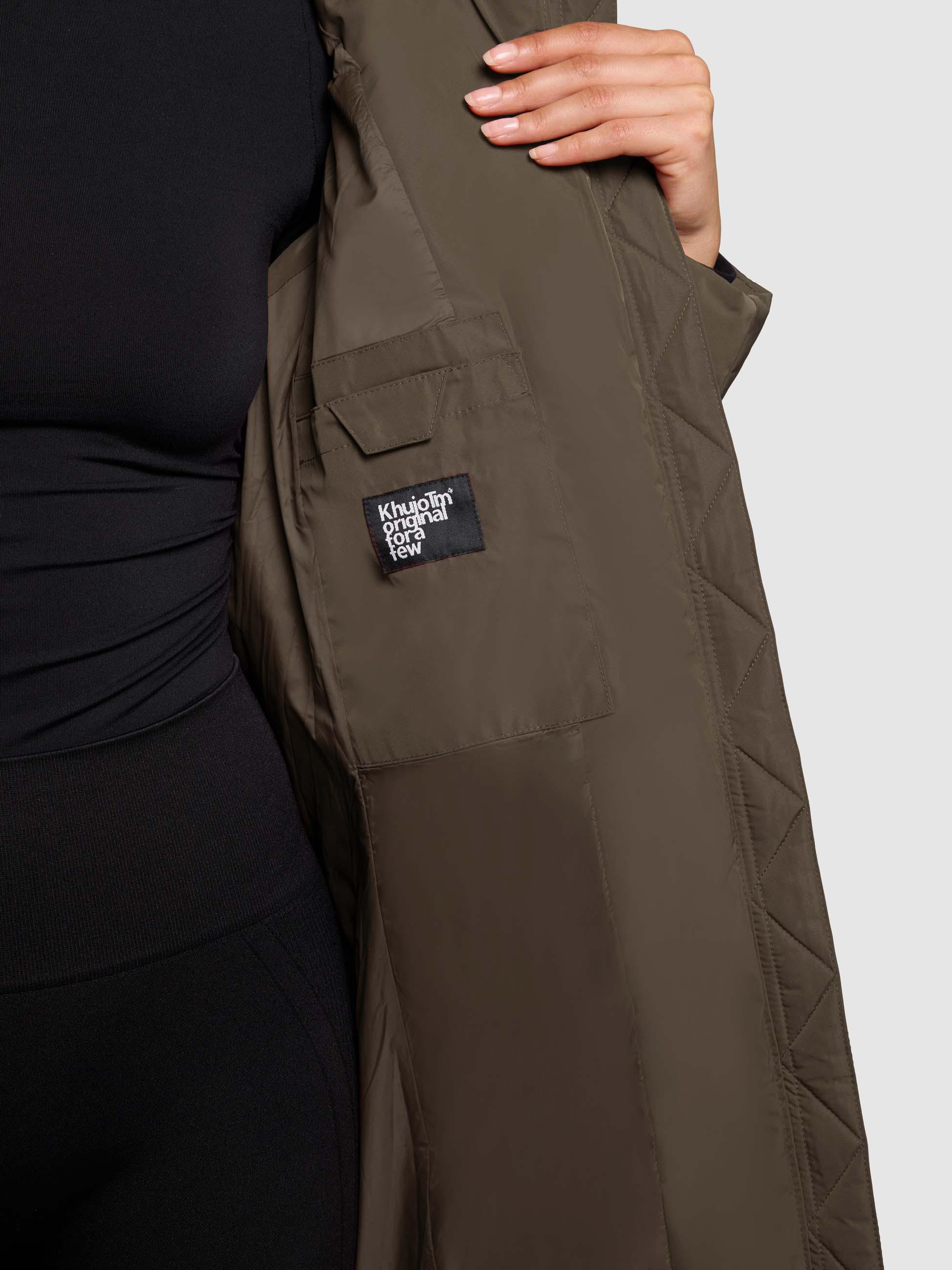 Warmer Steppmantel mit großer Kapuze "Mikia2-YM" Dark Green