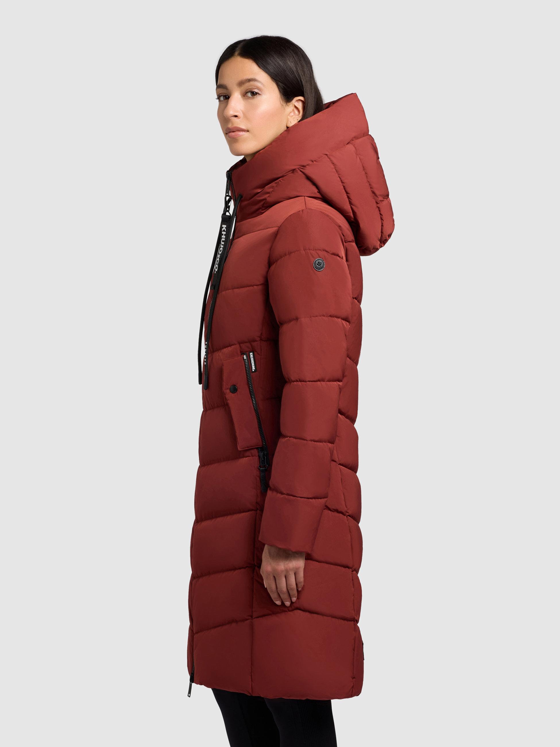 Warmer Steppmantel mit großer Kapuze "Mikia2-YM" Dark Red