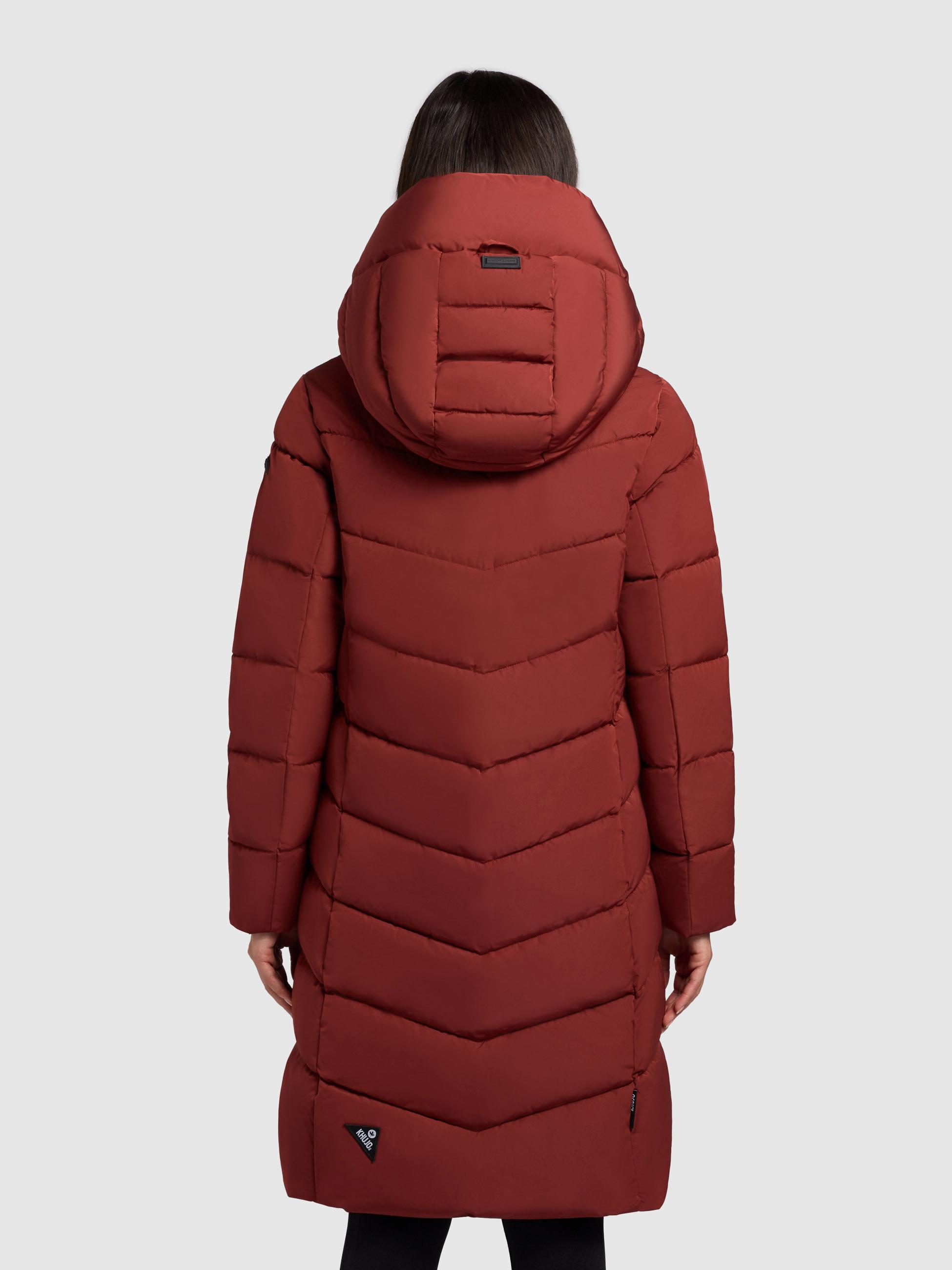 Warmer Steppmantel mit großer Kapuze "Mikia2-YM" Dark Red