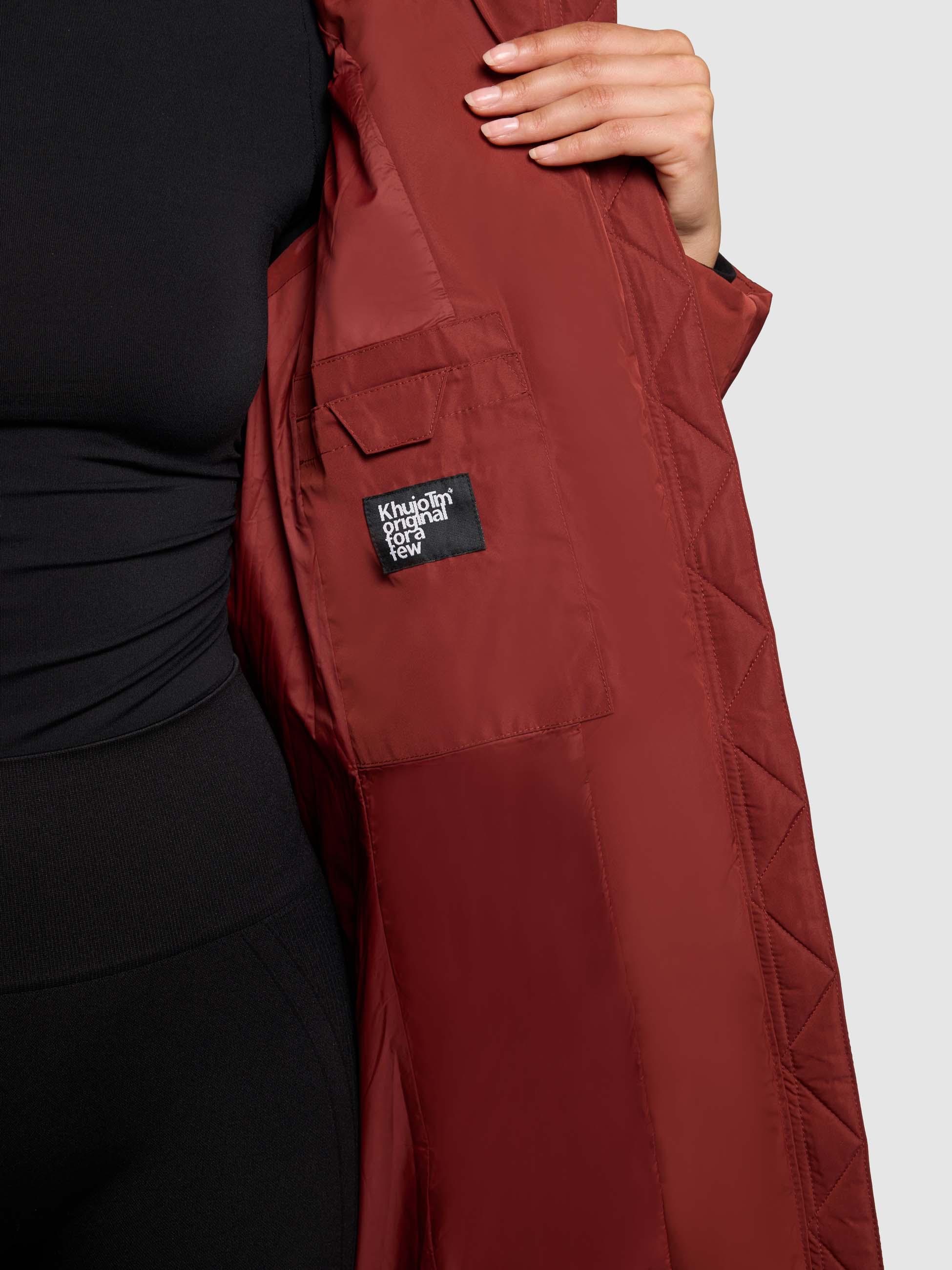 Warmer Steppmantel mit großer Kapuze "Mikia2-YM" Dark Red