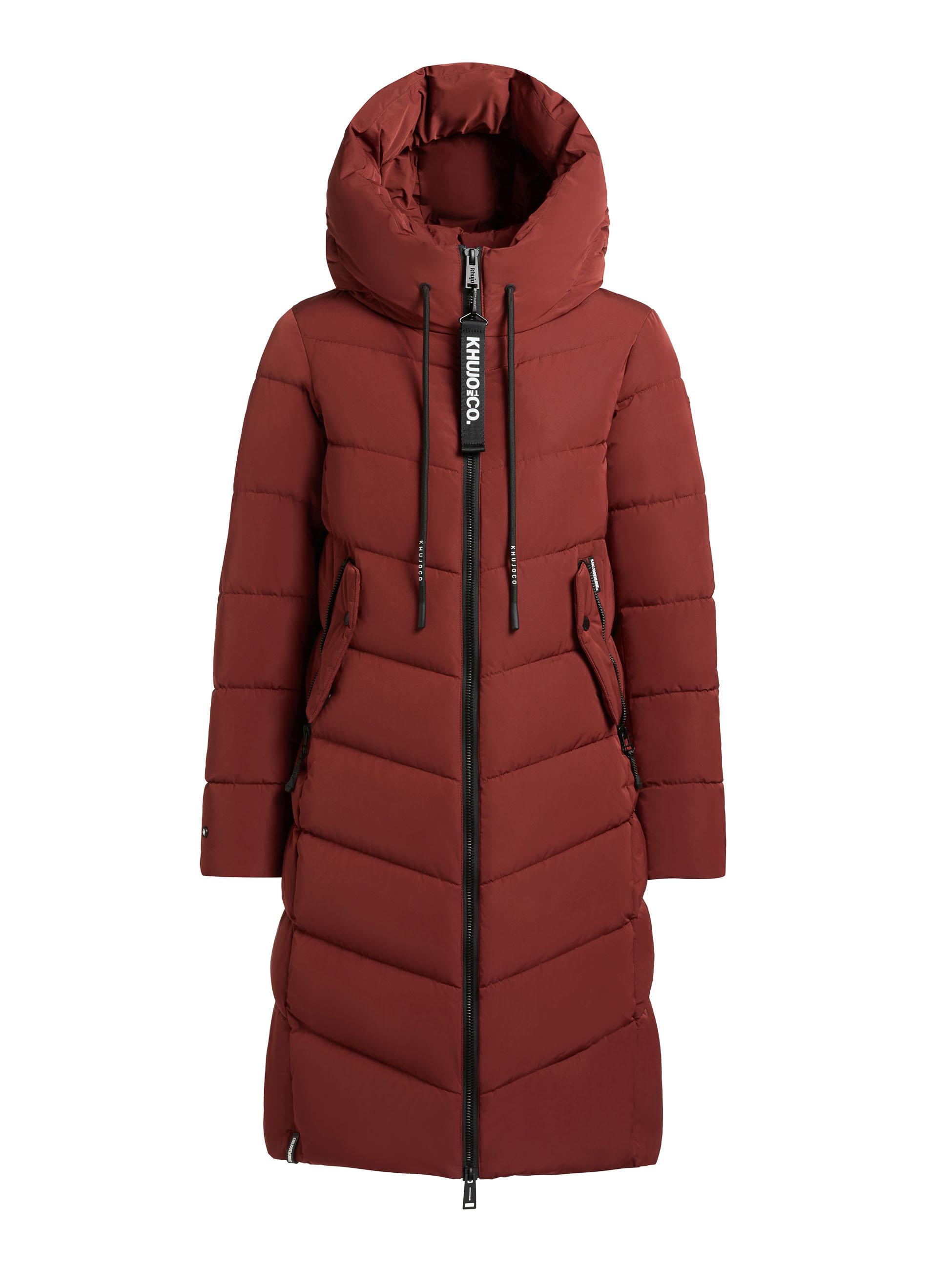 Warmer Steppmantel mit großer Kapuze "Mikia2-YM" Dark Red