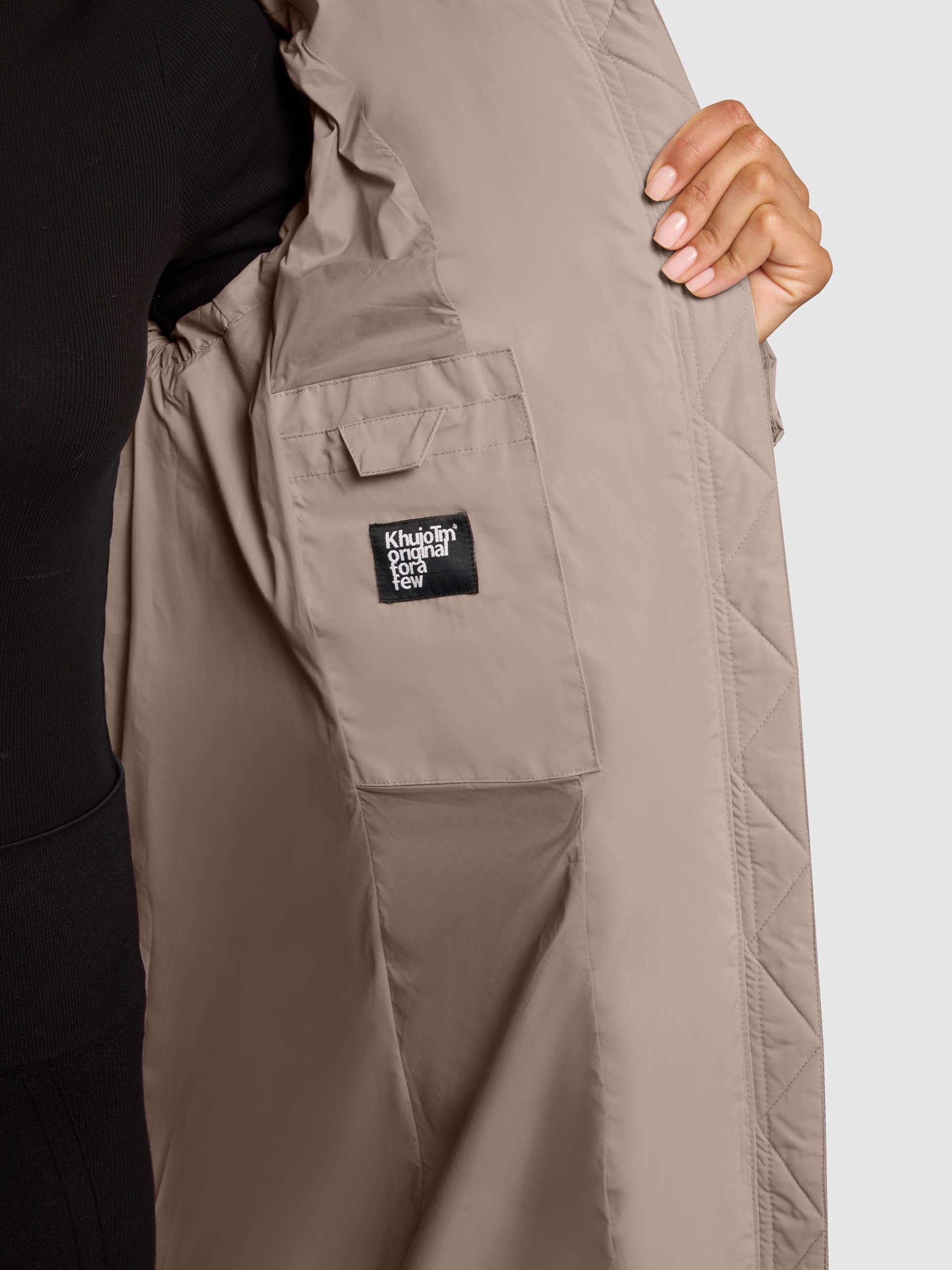 Warmer Steppmantel mit großer Kapuze "Mikia2-YM" Greige