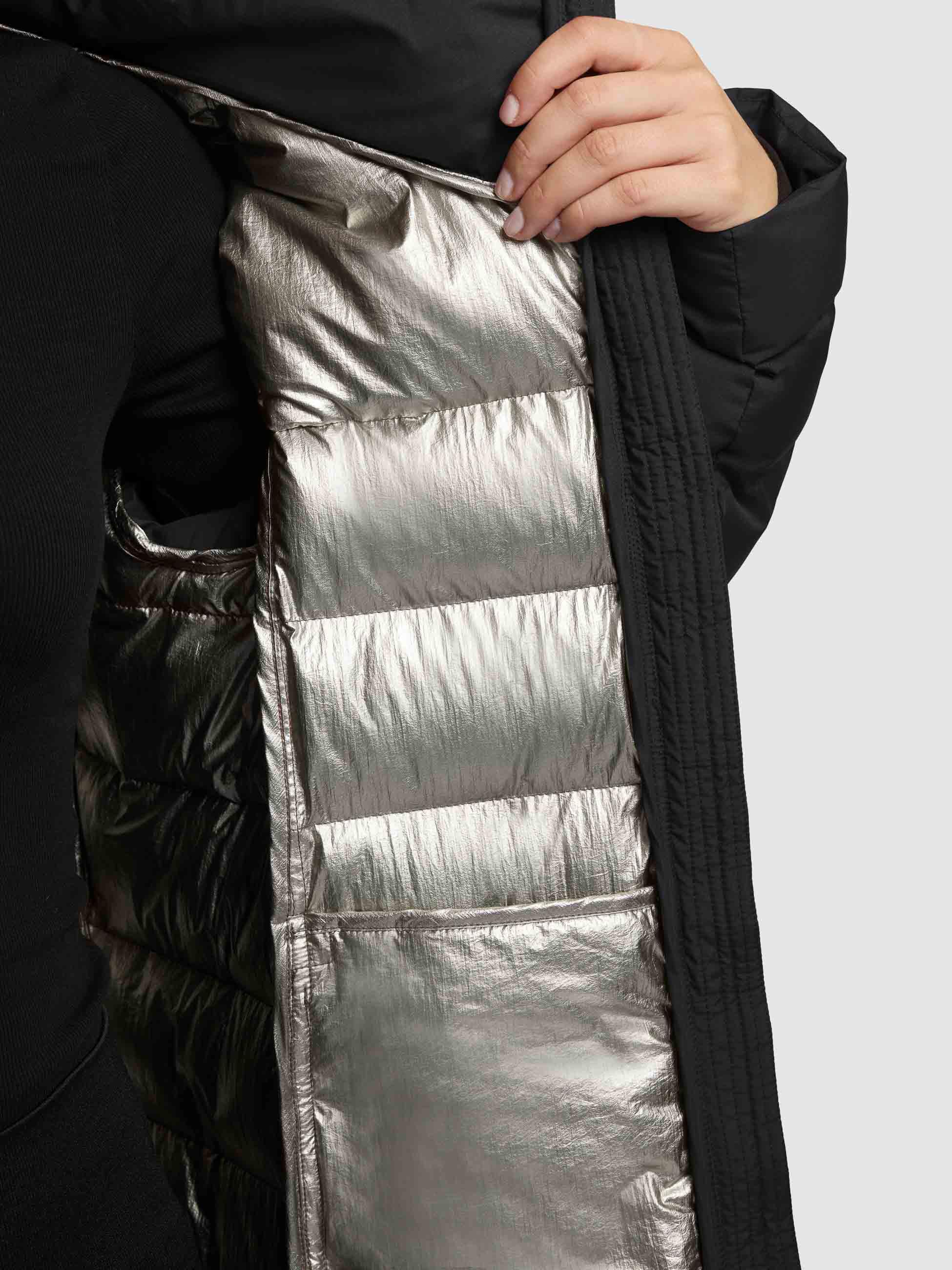 Steppmantel mit Kapuze "Nekar-YM" Black