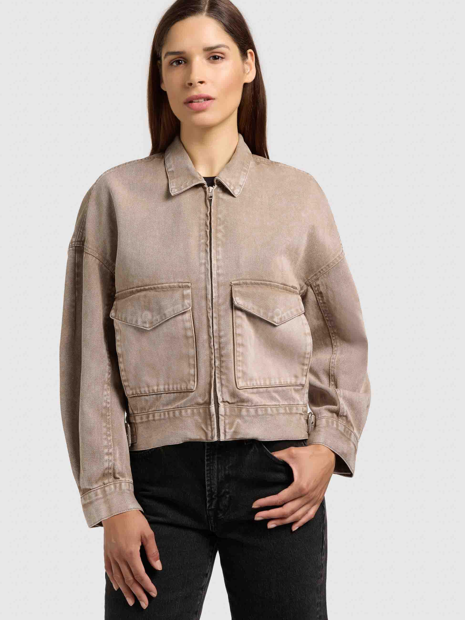 Oversize Jeansjacke "Nelina" Latte Brown