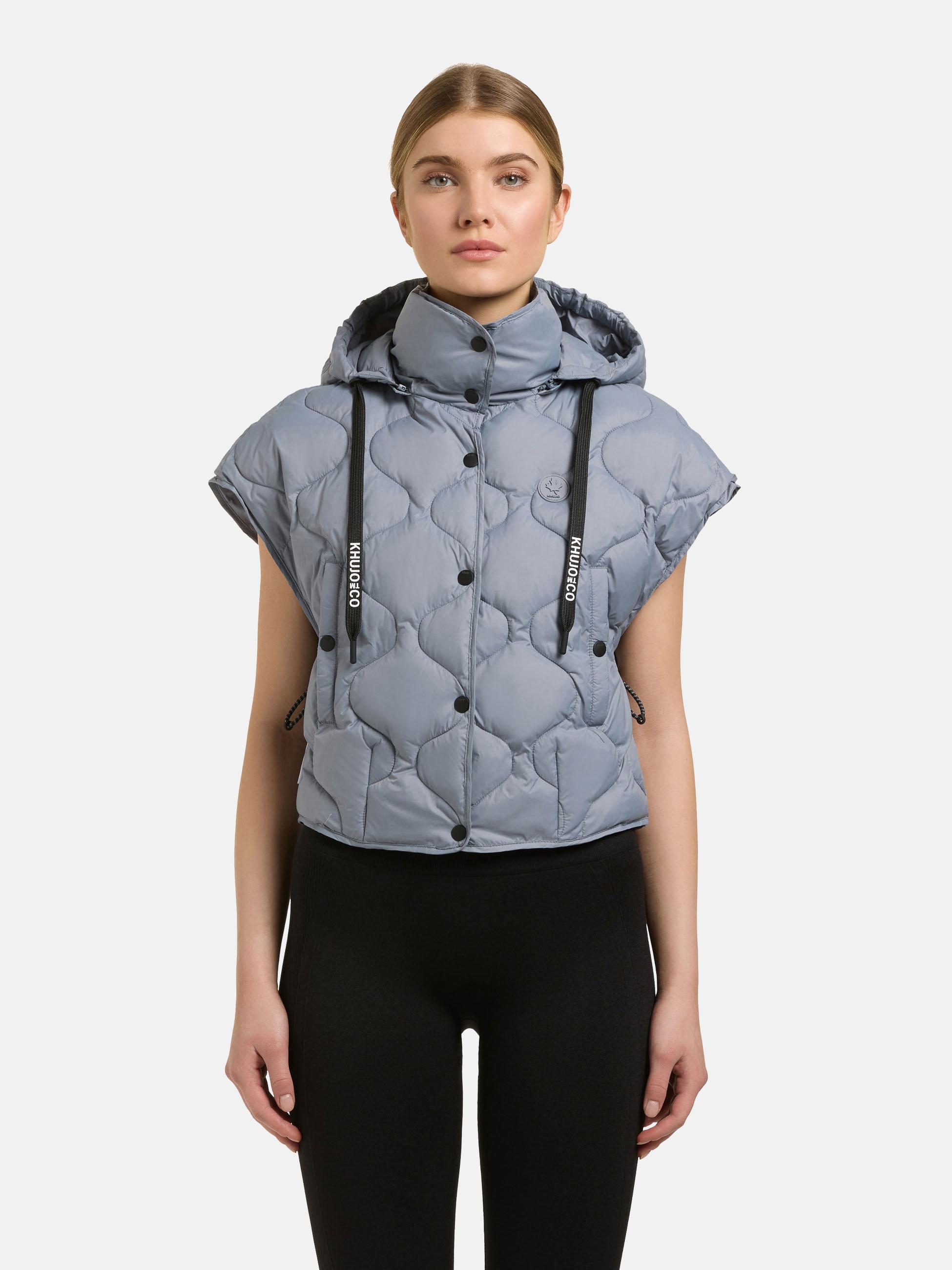 Kurze leicht Steppweste mit Kapuze "Ninga" Misty Blue