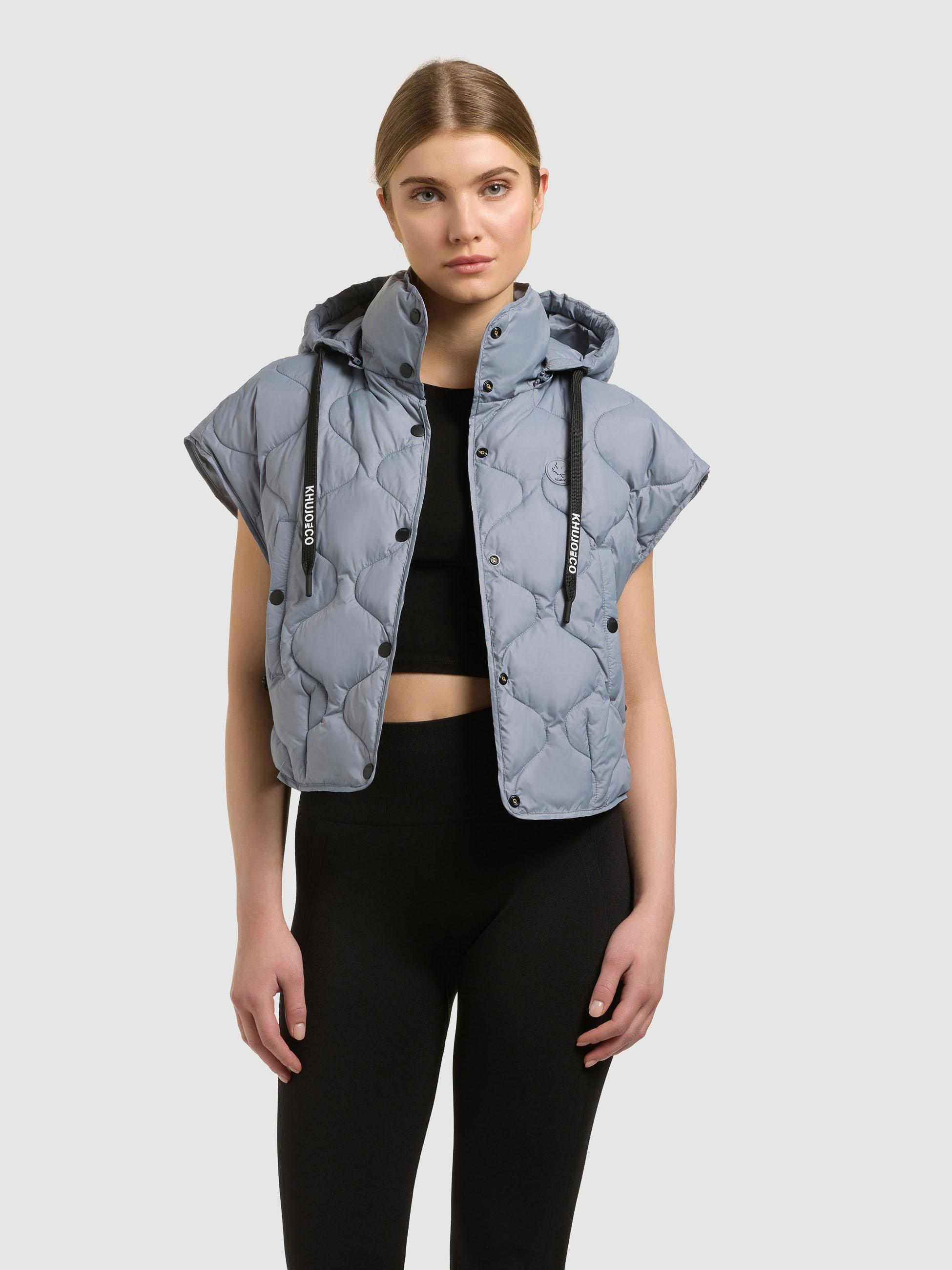 Kurze leicht Steppweste mit Kapuze "Ninga" Misty Blue