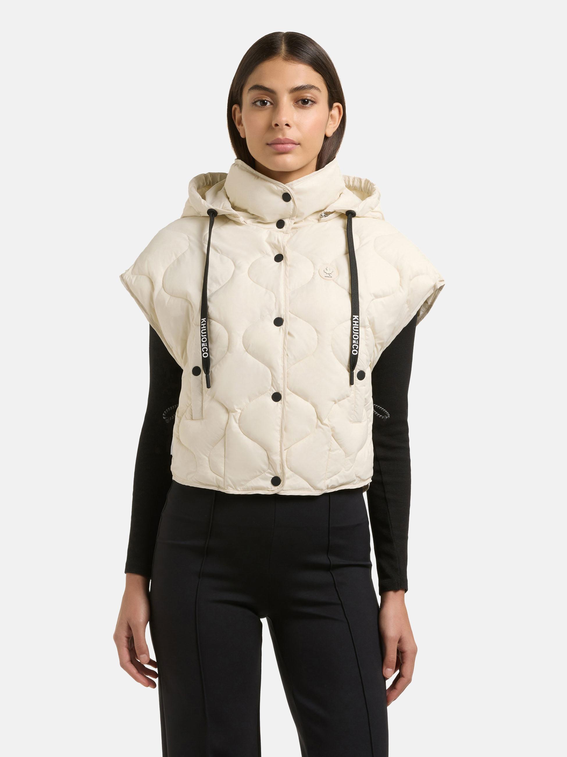 Kurze leicht Steppweste mit Kapuze "Ninga" Offwhite